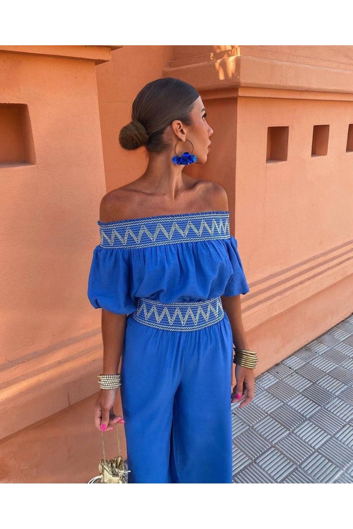 Pulli Collection Gipeli Keten Pantolon ve Bluz Takım