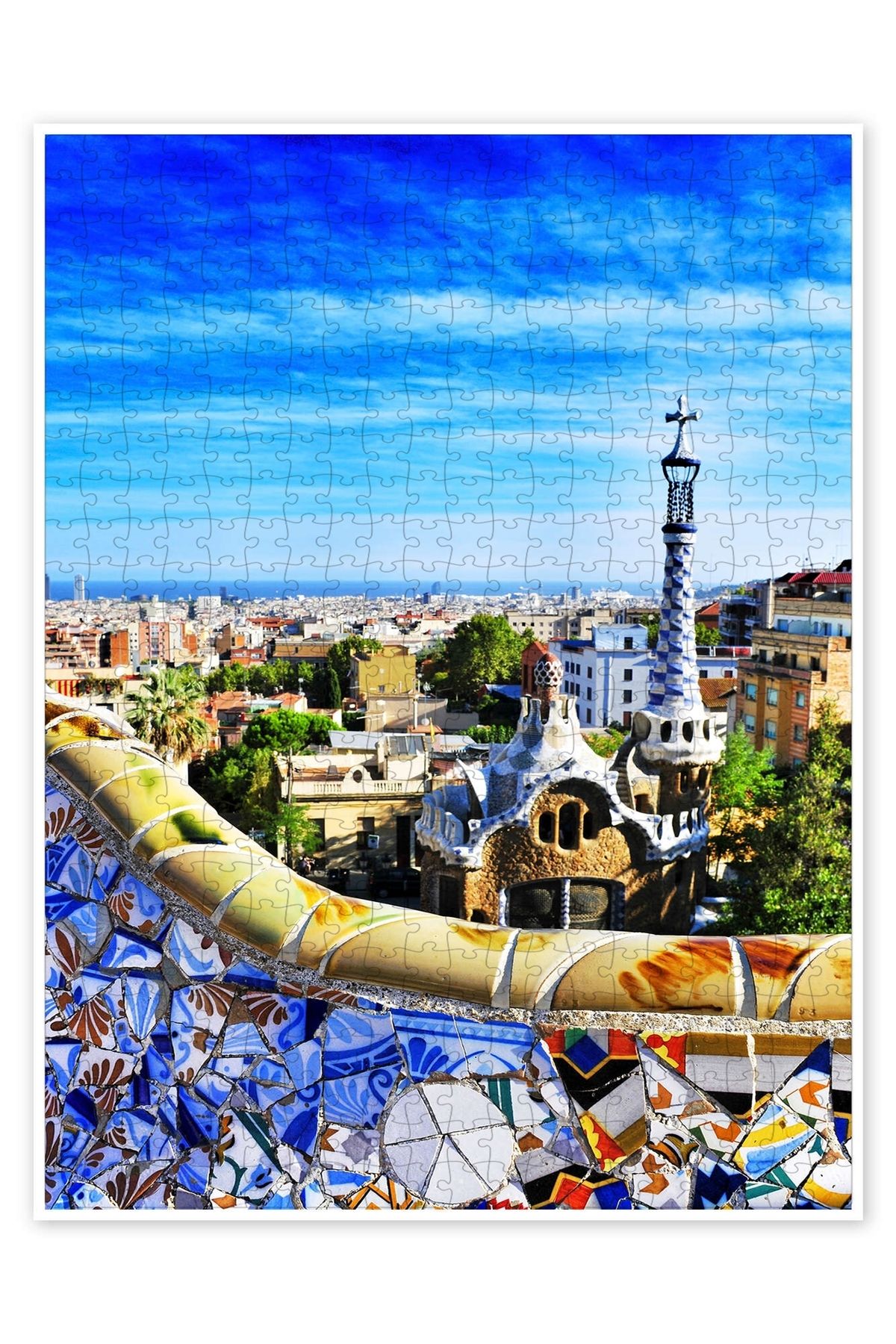 Jeronkarji Barselona'daki Park Guell 500 Parça Puzzle Yapboz Şehir Manzara Temalı Hobilik