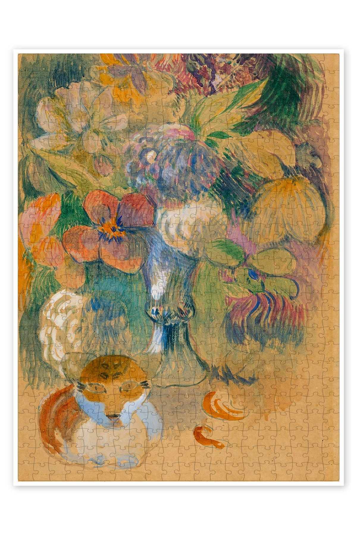 Jeronkarji Kedili Natürmort, yaklaşık 1899 500 Parça Puzzle Yapboz Kedi Köpek Temalı Doğa ve Orman Hayvanları