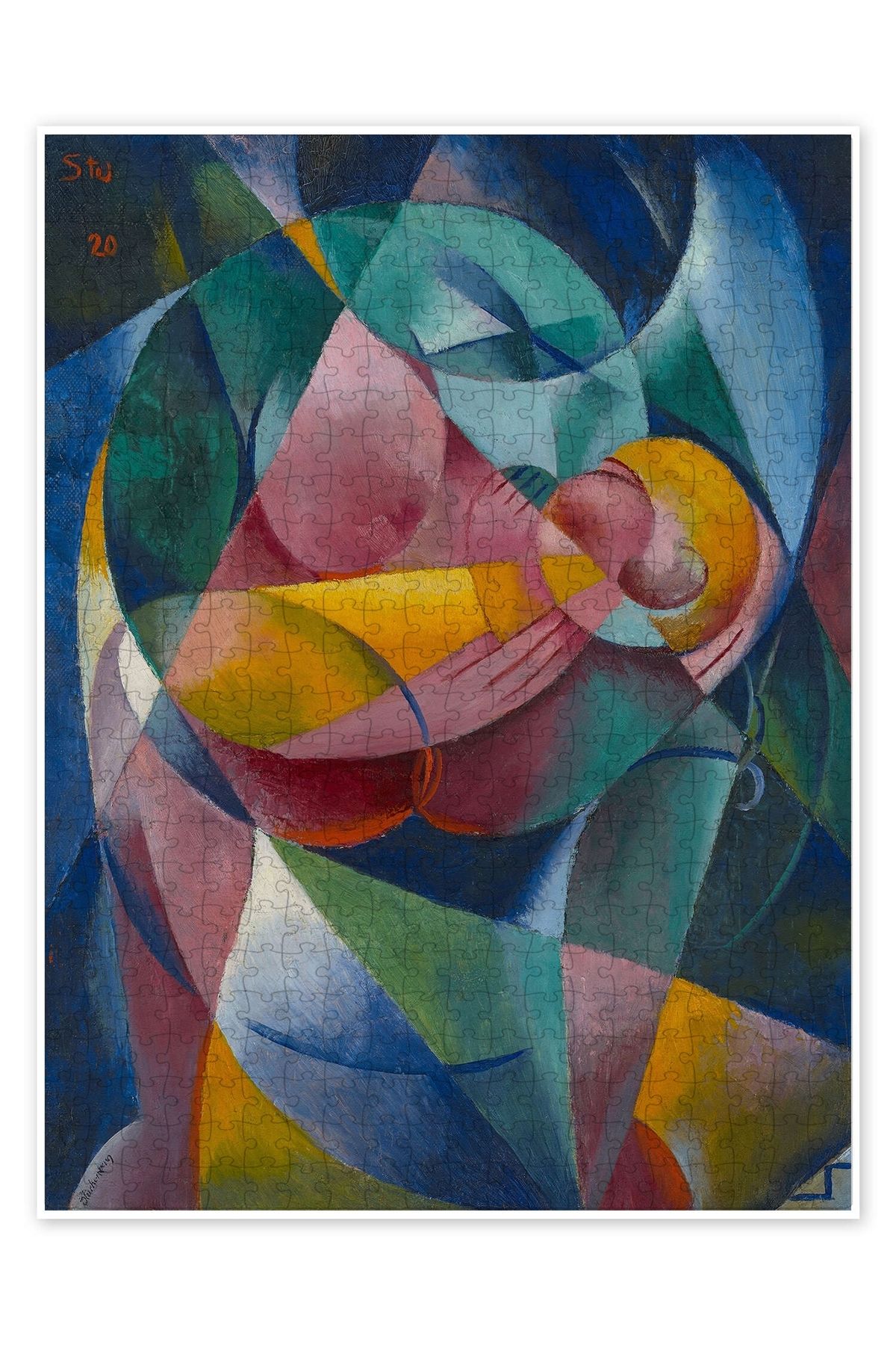 Jeronkarji Anne ve Çocuk 500 Parça Puzzle Yapboz Bohem Soyut Sanat Temalı