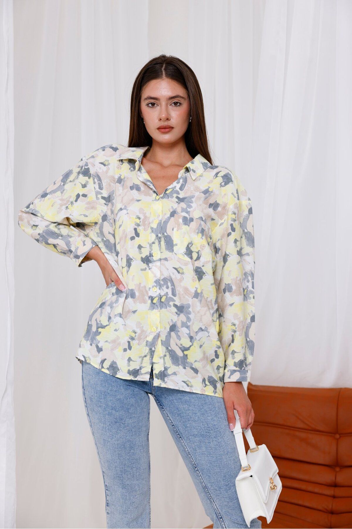Pulli Collection Soft Renkli Desenli Yazlık Gömlek