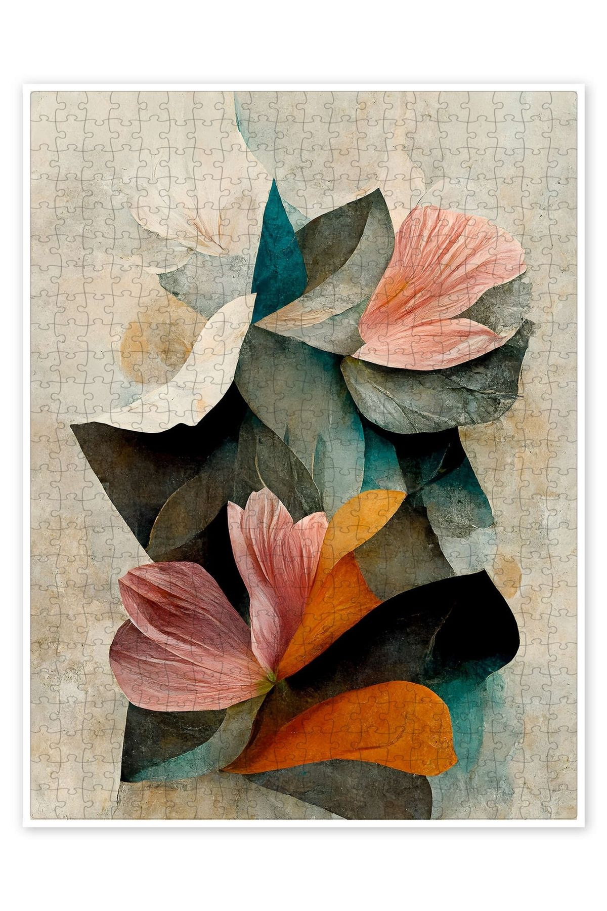 Jeronkarji Çiçekli Soyutlama 500 Parça Puzzle Yapboz Bohem Soyut Sanat Temalı