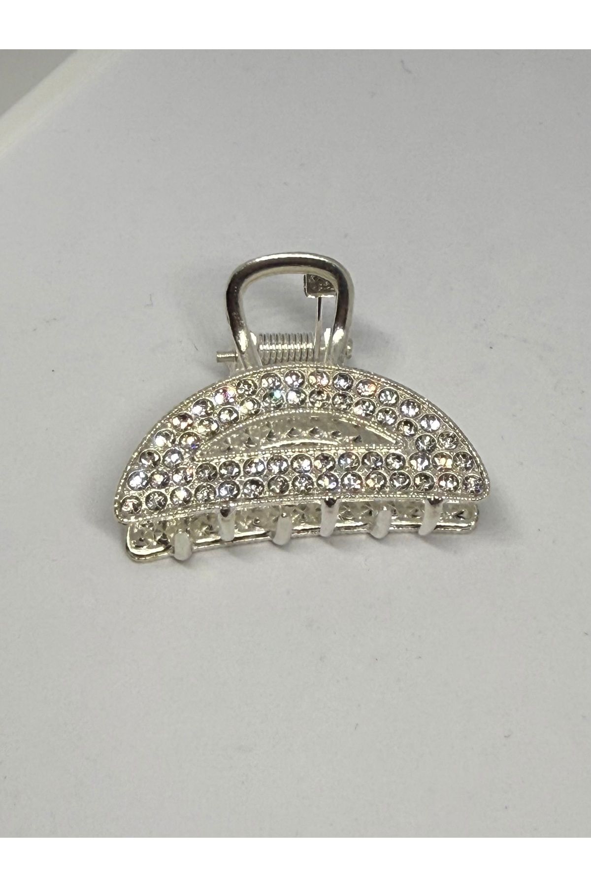 Gulsah's Store Metal taşlı yarım ay silver mandal toka
