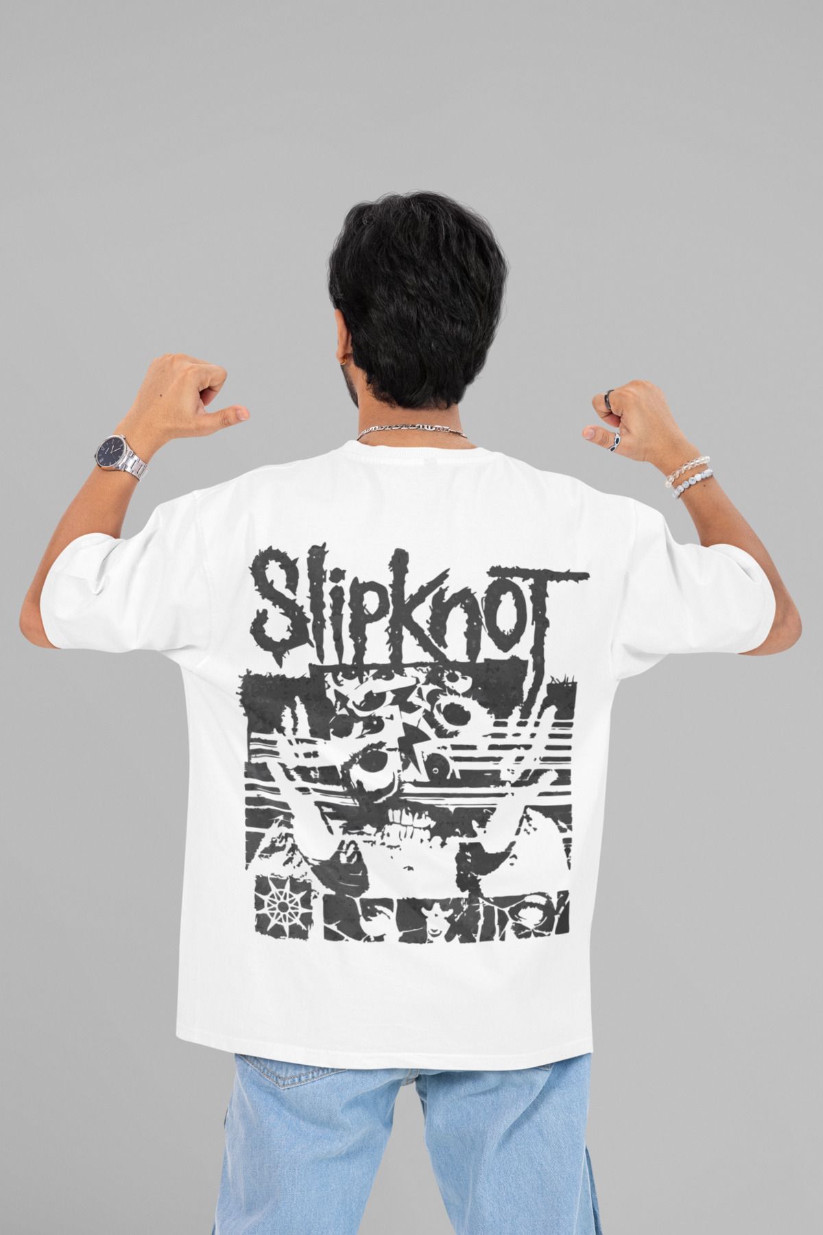 SEVBANO Slipknot Müzik Grubu Baskılı Unisex Oversize Tişört