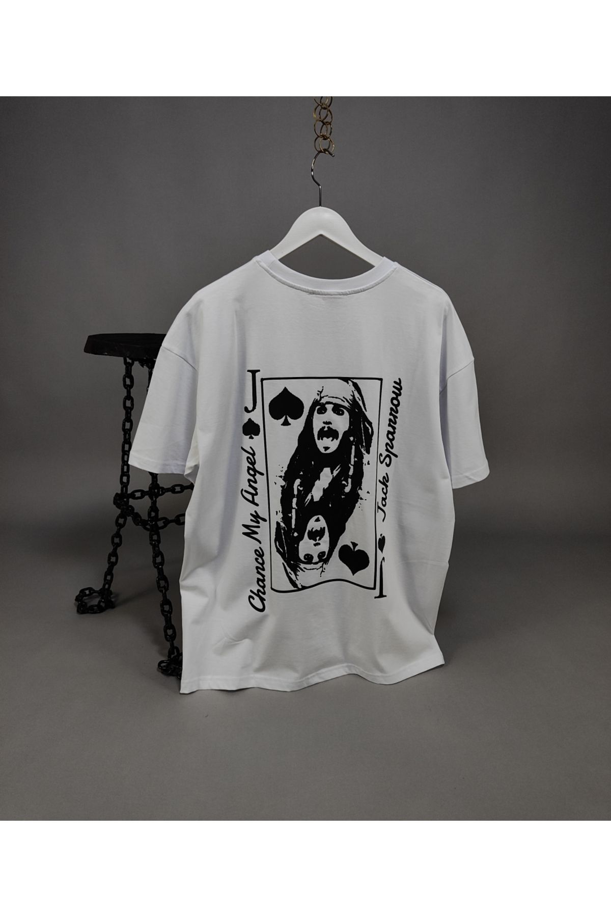 Terziligiyin Jack Sparrow Baskılı Unisex Oversize Tişört – %100 Pamuk Terletmeyen T-shirt