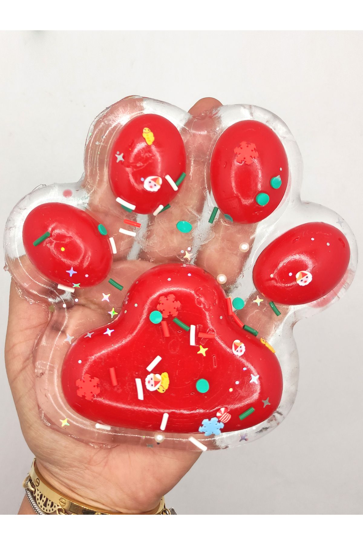 Modarana Dev Pati Squishy Taba Squishy Kedi Pati Sıkma 14 cm Pullu Pati Sukuşi Kırmızı