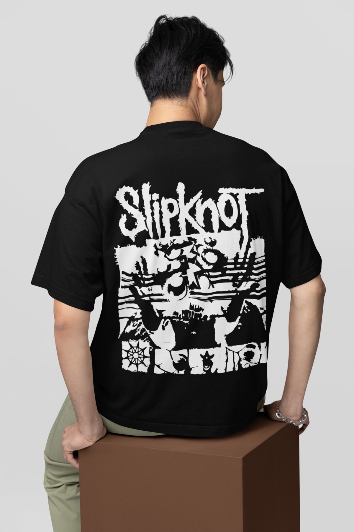 SEVBANO Slipknot Müzik Grubu Baskılı Unisex Oversize Tişört