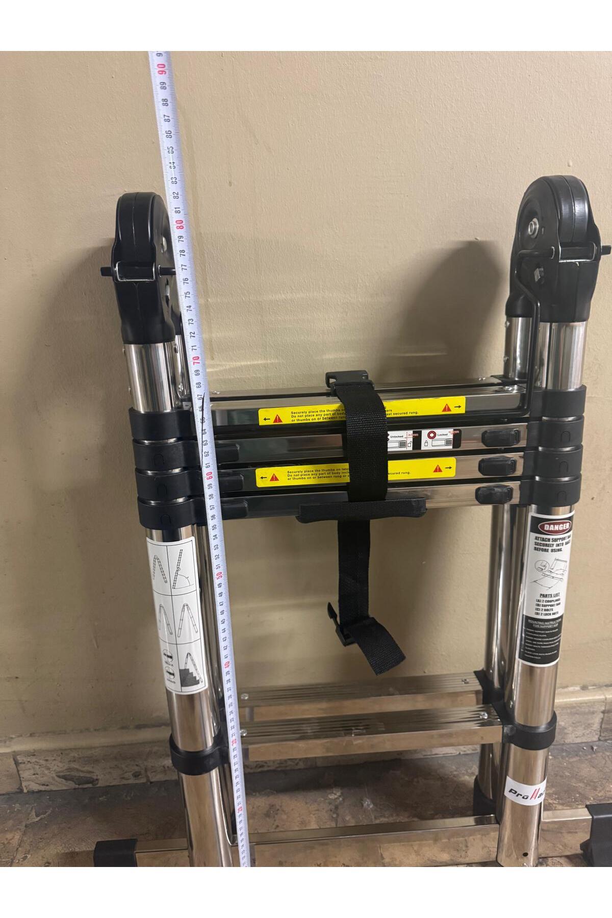 prolad - PASLANMAZ ÇELİK A TİPİ ÇOK FONKSİYONLU TELESKOPİK MERDİVEN