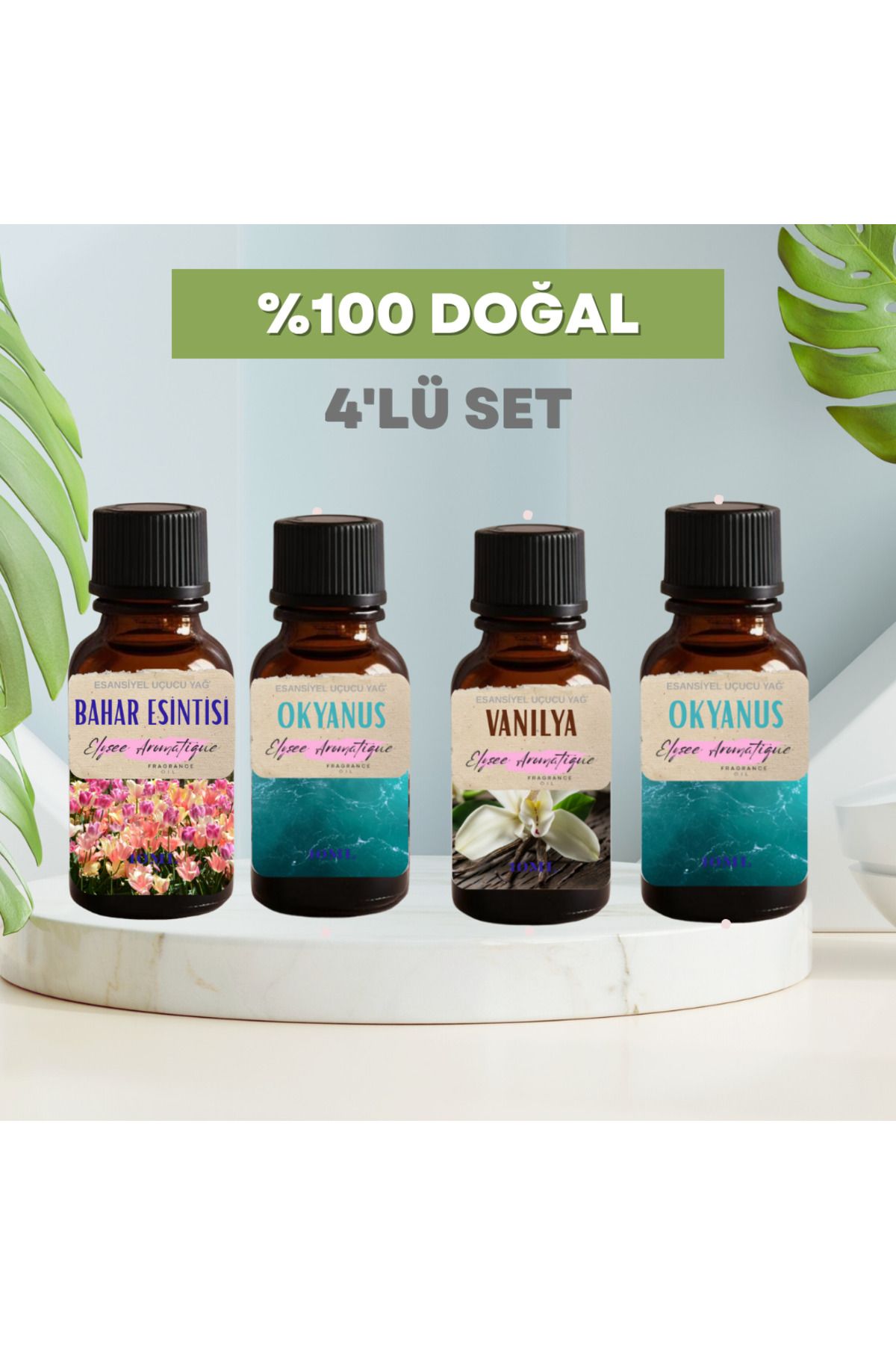 Elysee Aromatique 4'lü Set Esansiyel Uçucu Koku Yağı Difüzör Esansı Buhurdanlık Yağı Aromaterapi Yağı