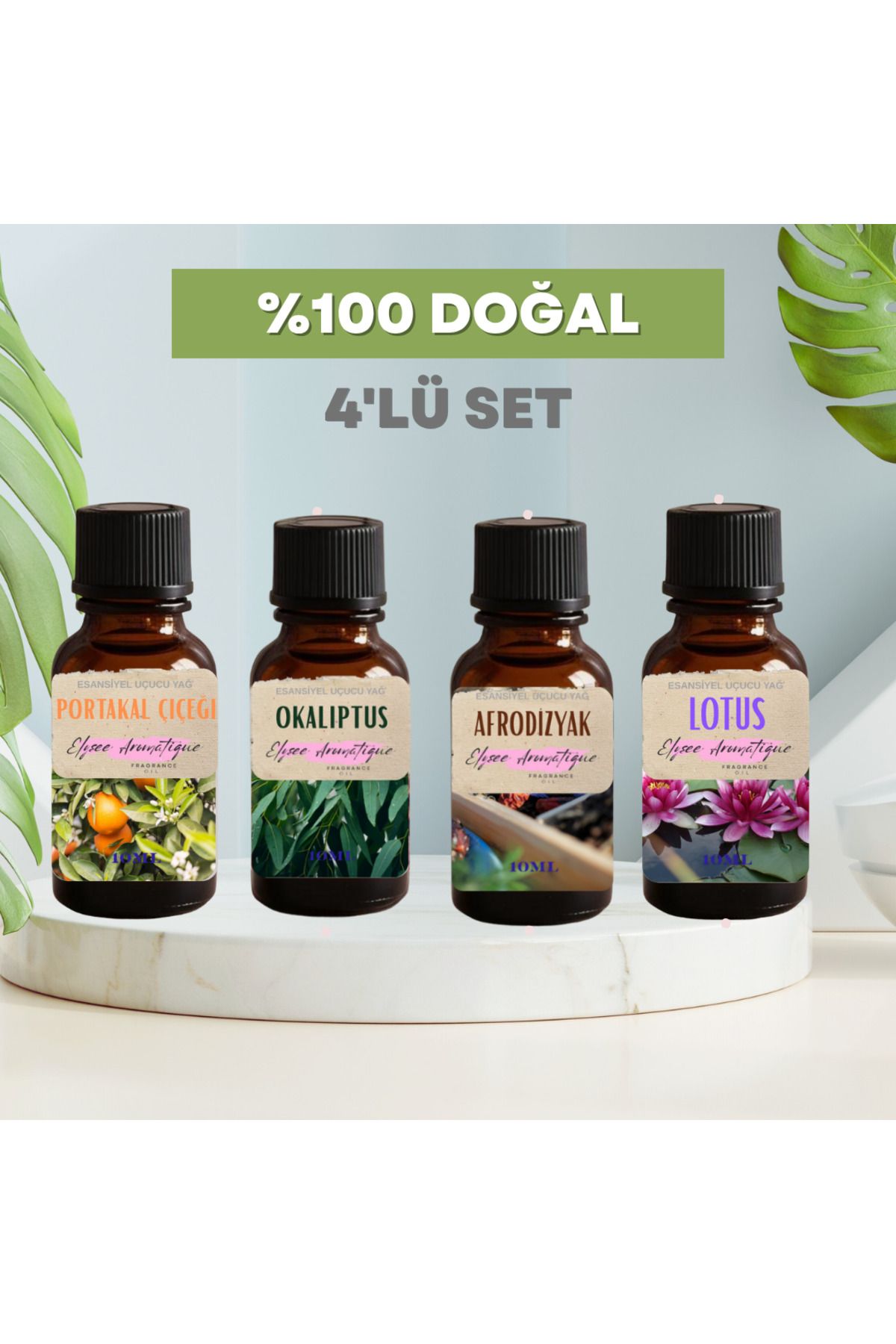 Elysee Aromatique 4'lü Set Esansiyel Uçucu Koku Yağı Difüzör Esansı Buhurdanlık Yağı Aromaterapi Yağı