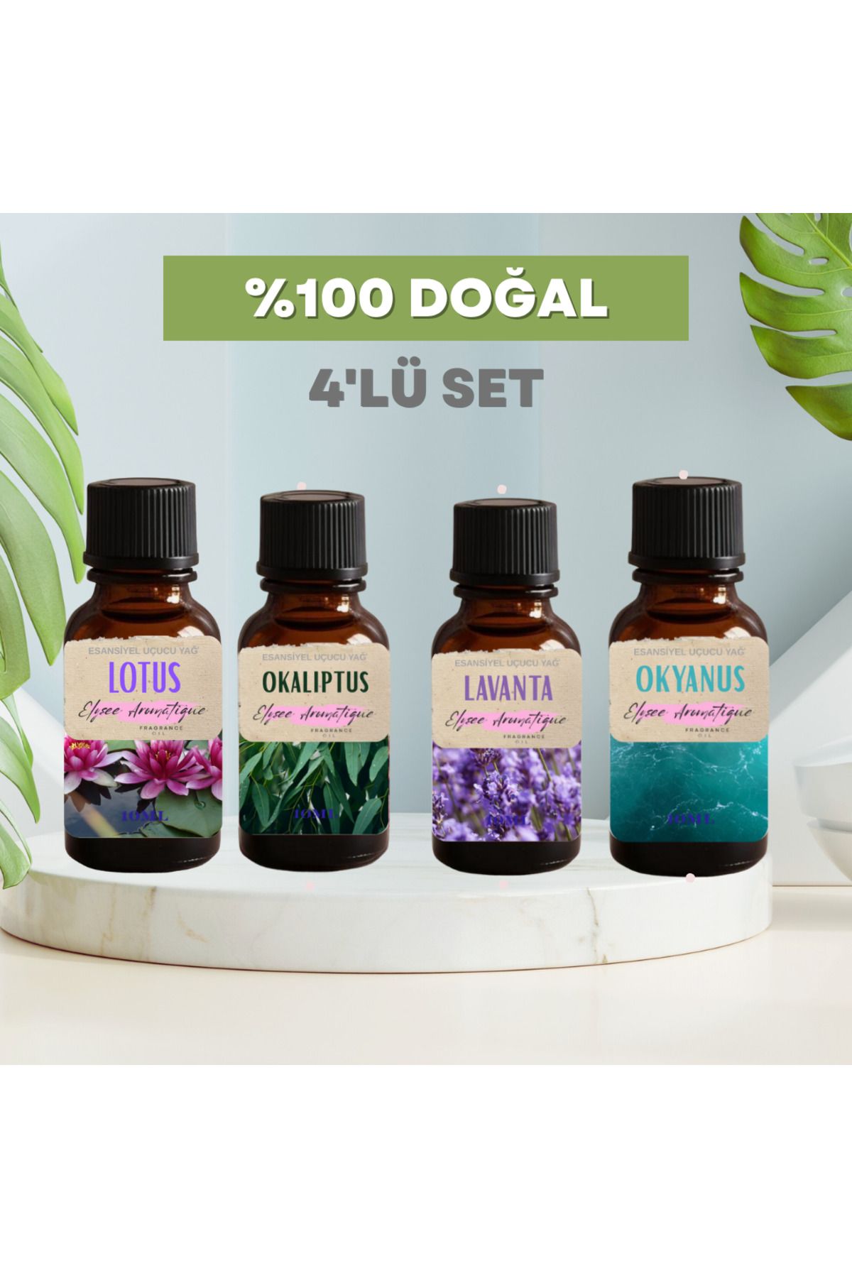 Elysee Aromatique 4'lü Set Esansiyel Uçucu Koku Yağı Difüzör Esansı Buhurdanlık Yağı Aromaterapi Yağı