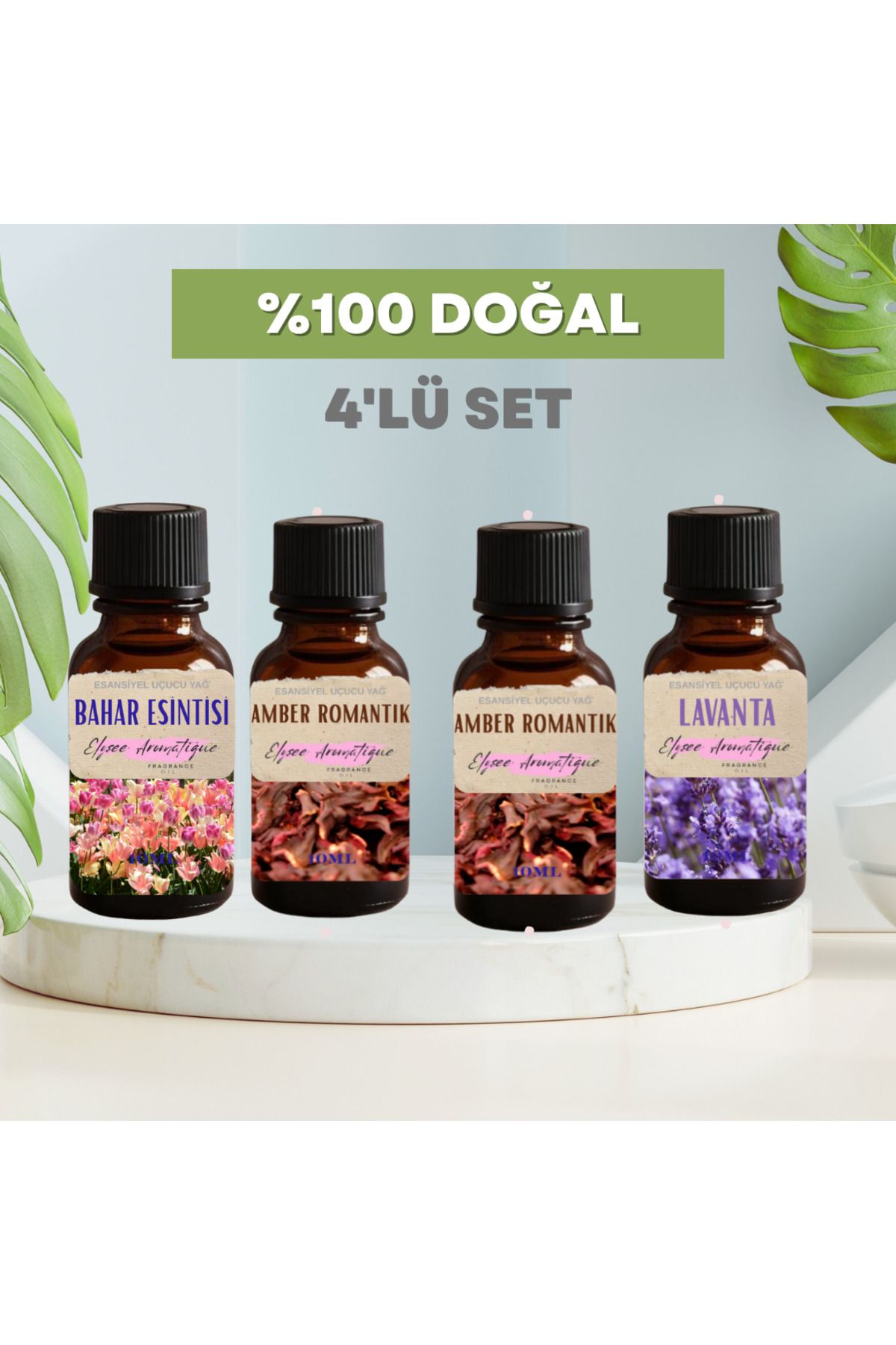 Elysee Aromatique 4'lü Set Esansiyel Uçucu Koku Yağı Difüzör Esansı Buhurdanlık Yağı Aromaterapi Yağı