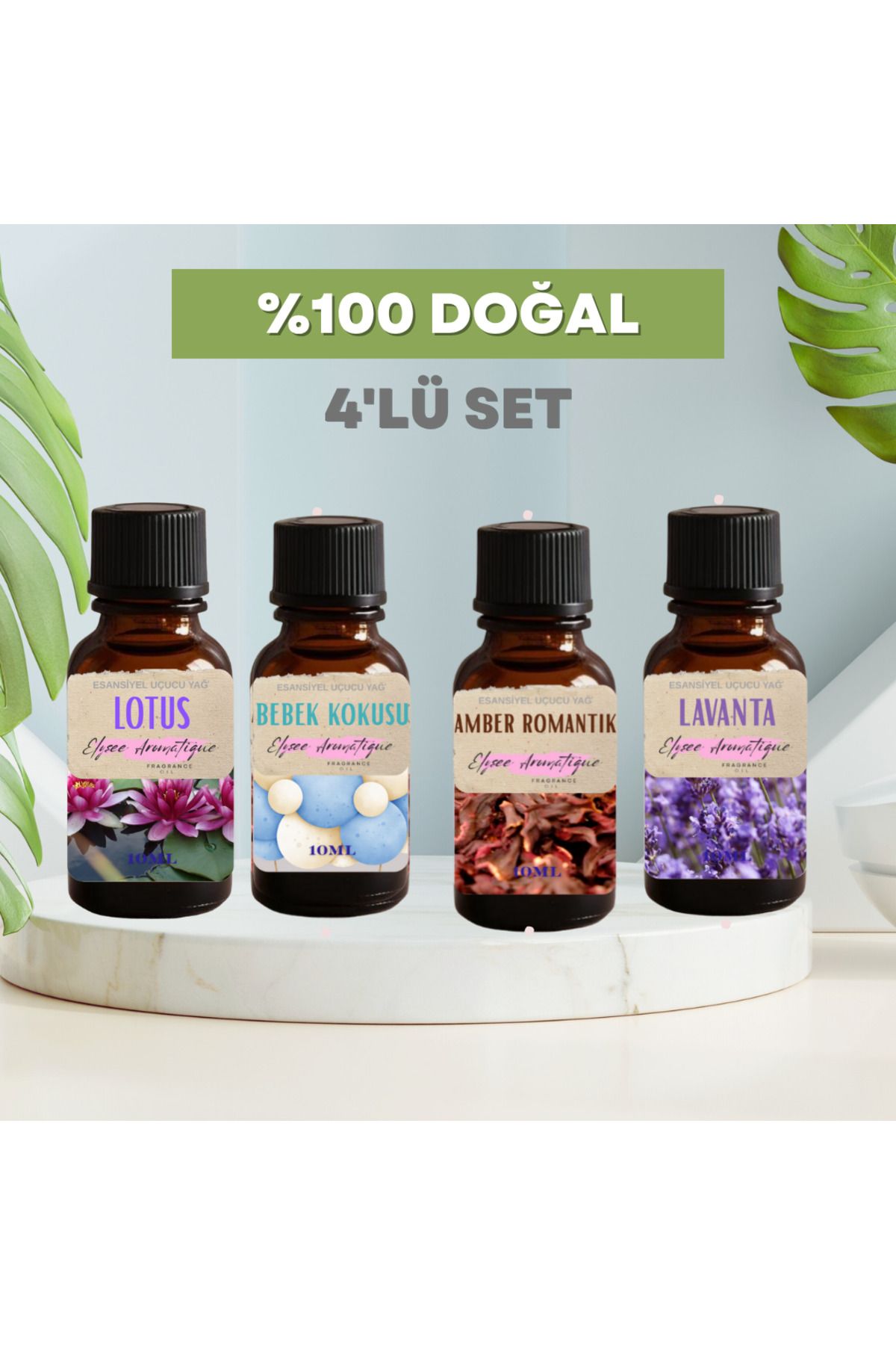 Elysee Aromatique 4'lü Set Esansiyel Uçucu Koku Yağı Difüzör Esansı Buhurdanlık Yağı Aromaterapi Yağı