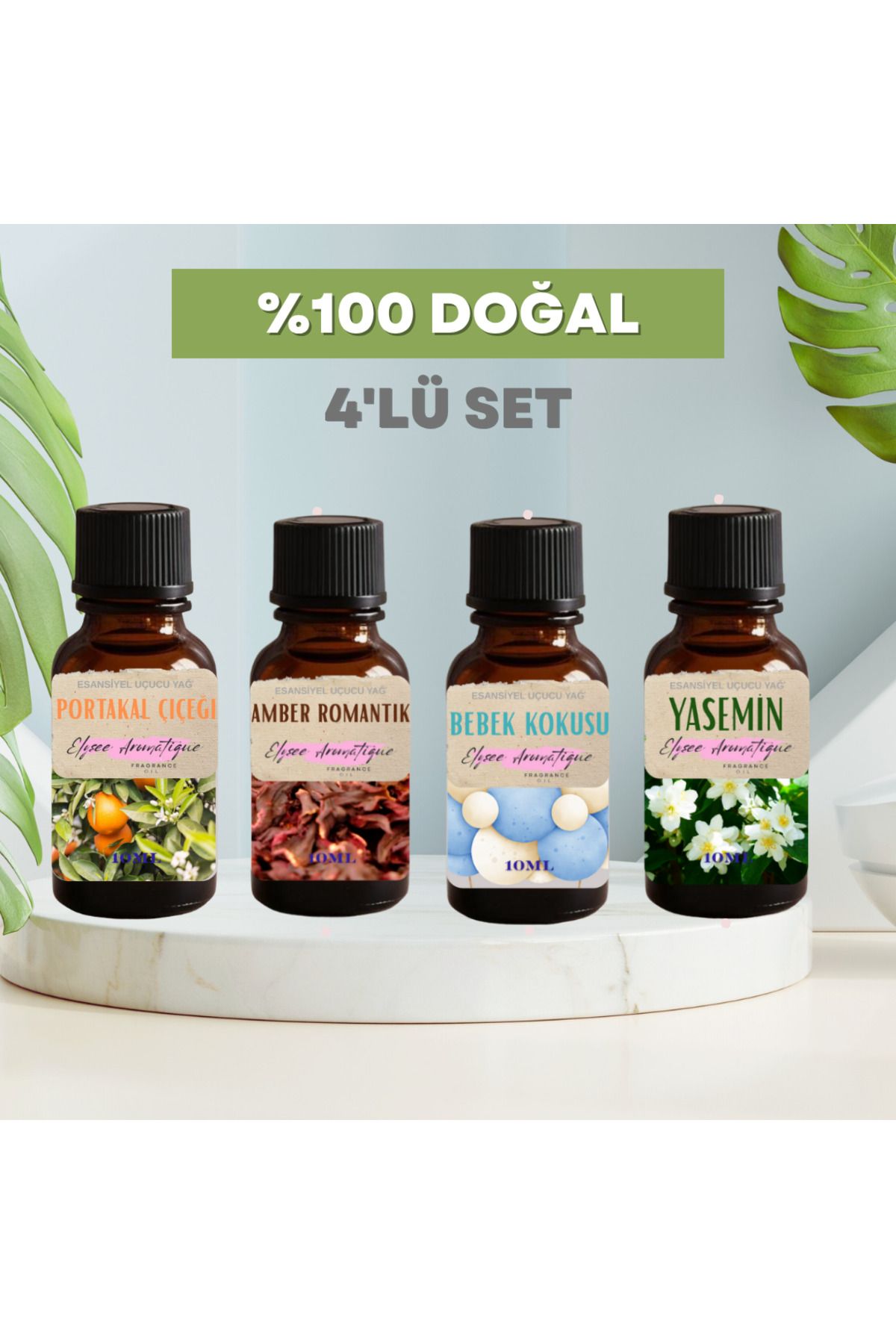 Elysee Aromatique 4'lü Set Esansiyel Uçucu Koku Yağı Difüzör Esansı Buhurdanlık Yağı Aromaterapi Yağı