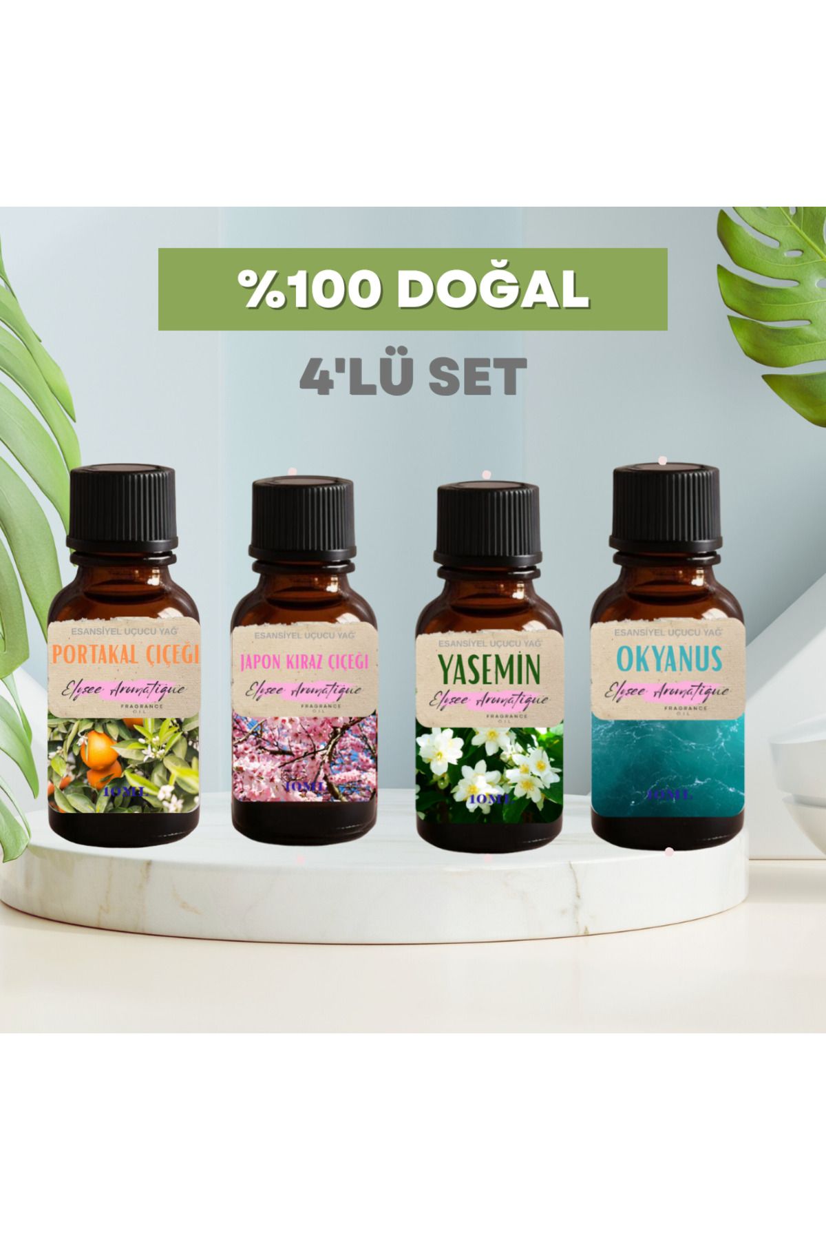 Elysee Aromatique 4'lü Set Esansiyel Uçucu Koku Yağı Difüzör Esansı Buhurdanlık Yağı Aromaterapi Yağı
