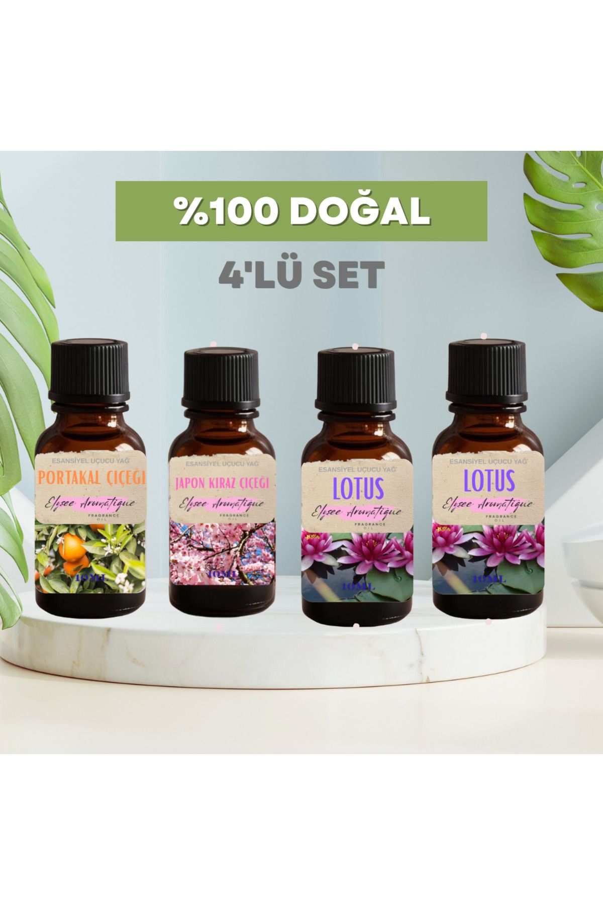 Elysee Aromatique 4'lü Set Esansiyel Uçucu Koku Yağı Difüzör Esansı Buhurdanlık Yağı Aromaterapi Yağı