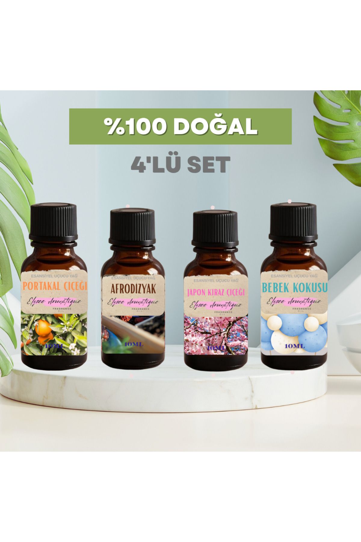 Elysee Aromatique 4'lü Set Esansiyel Uçucu Koku Yağı Difüzör Esansı Buhurdanlık Yağı Aromaterapi Yağı