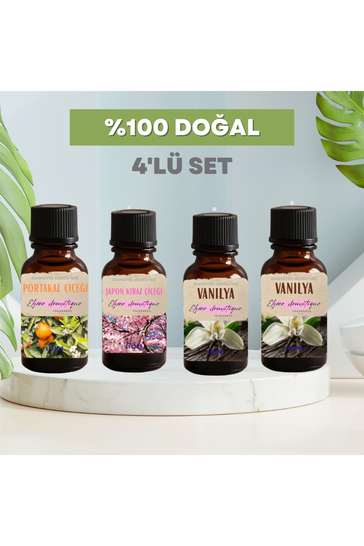 Elysee Aromatique 4'lü Set Esansiyel Uçucu Koku Yağı Difüzör Esansı Buhurdanlık Yağı Aromaterapi Yağı