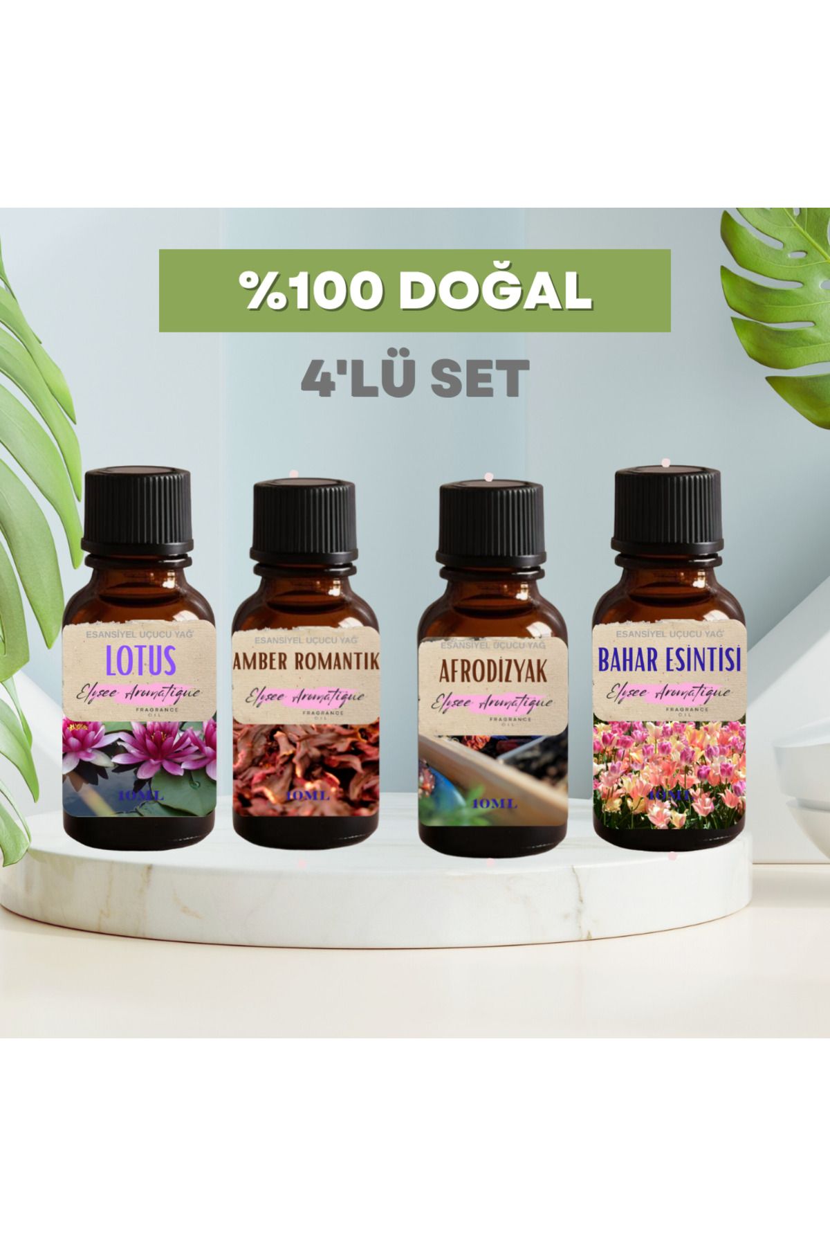 Elysee Aromatique 4'lü Set Esansiyel Uçucu Koku Yağı Difüzör Esansı Buhurdanlık Yağı Aromaterapi Yağı