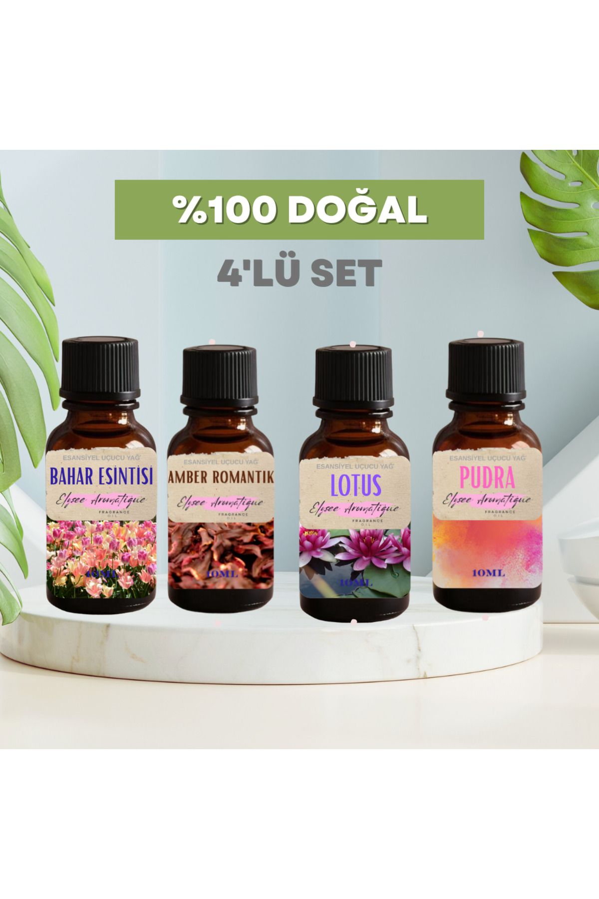 Elysee Aromatique 4'lü Set Esansiyel Uçucu Koku Yağı Difüzör Esansı Buhurdanlık Yağı Aromaterapi Yağı