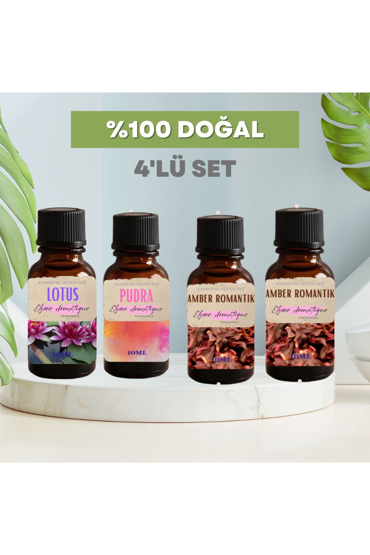 Elysee Aromatique 4'lü Set Esansiyel Uçucu Koku Yağı Difüzör Esansı Buhurdanlık Yağı Aromaterapi Yağı