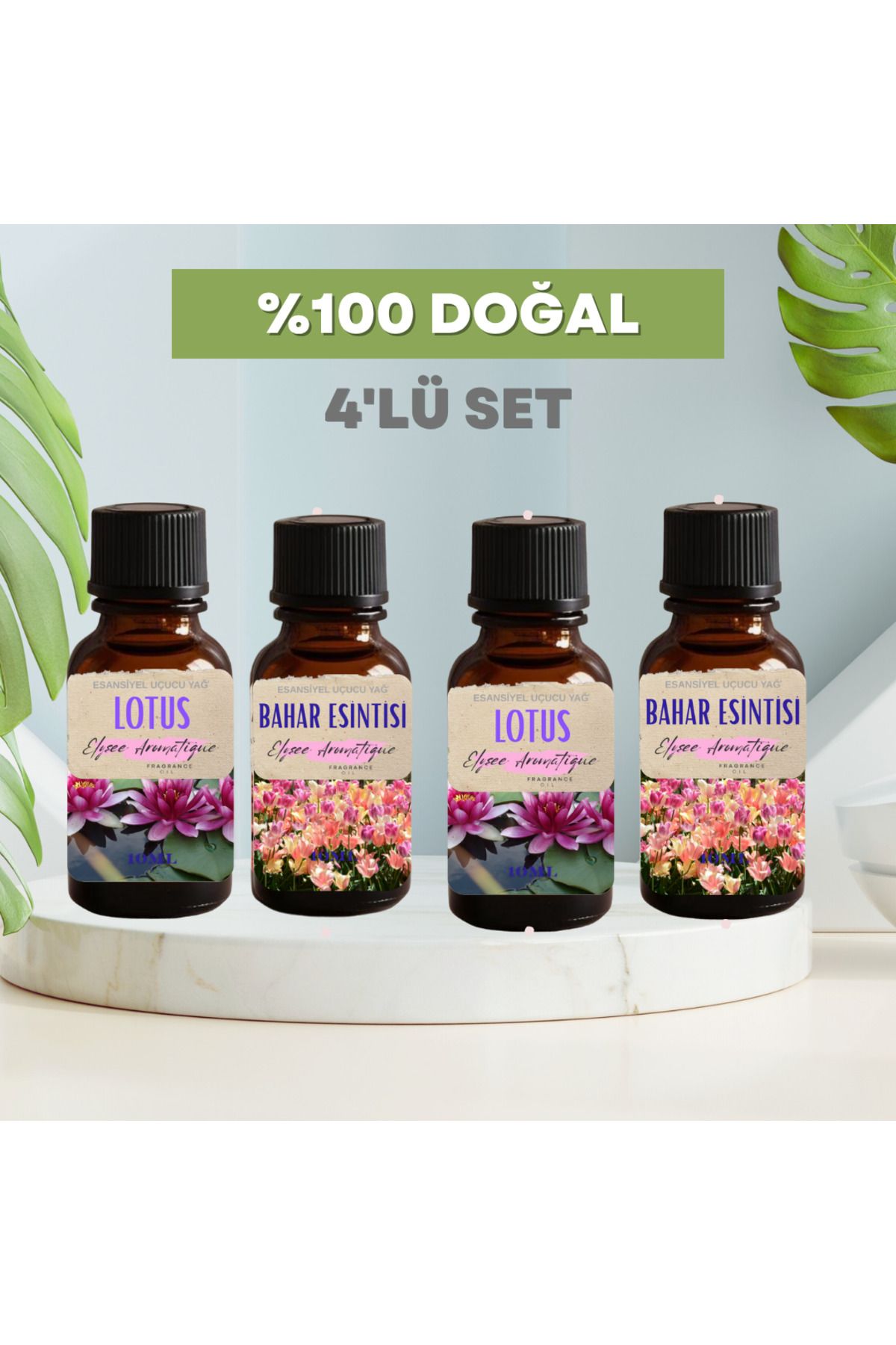 Elysee Aromatique 4'lü Set Esansiyel Uçucu Koku Yağı Difüzör Esansı Buhurdanlık Yağı Aromaterapi Yağı