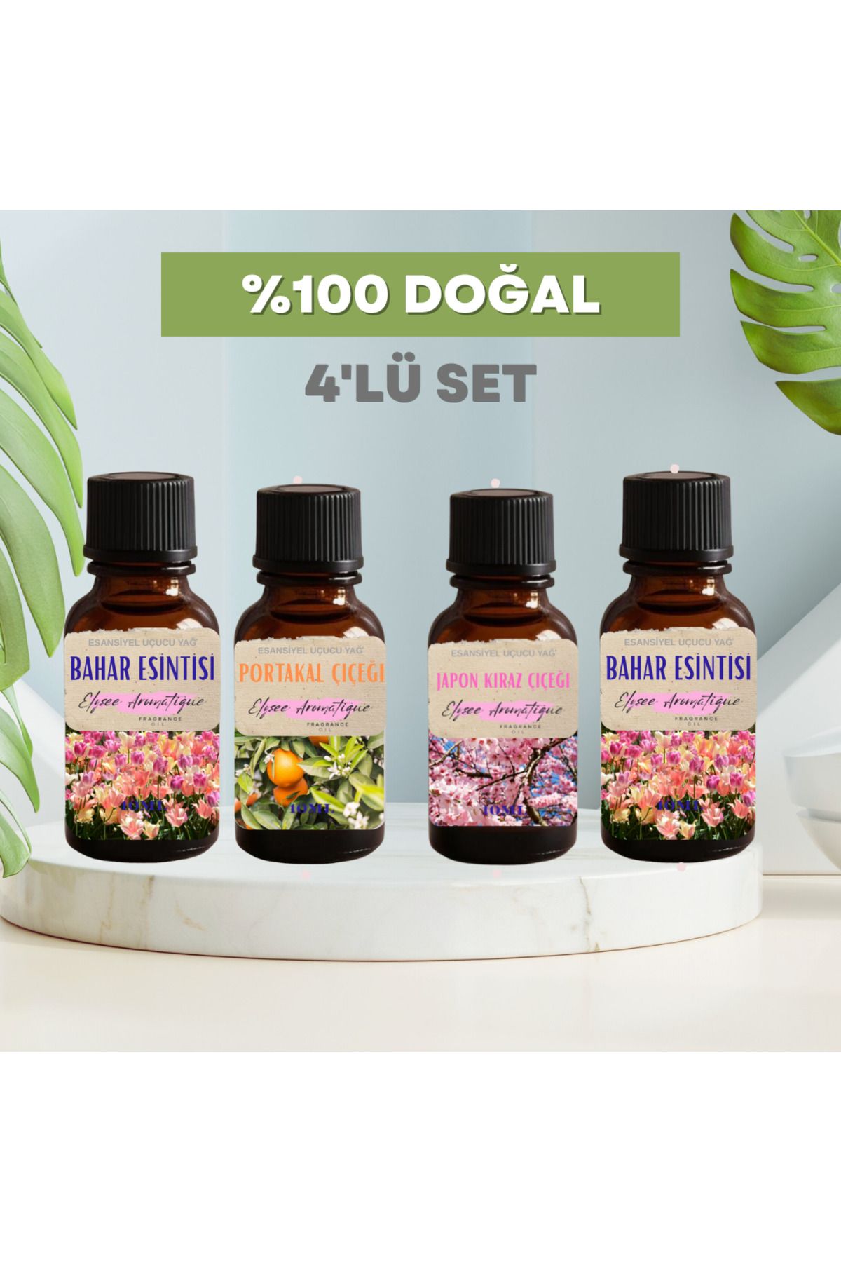 Elysee Aromatique 4'lü Set Esansiyel Uçucu Koku Yağı Difüzör Esansı Buhurdanlık Yağı Aromaterapi Yağı