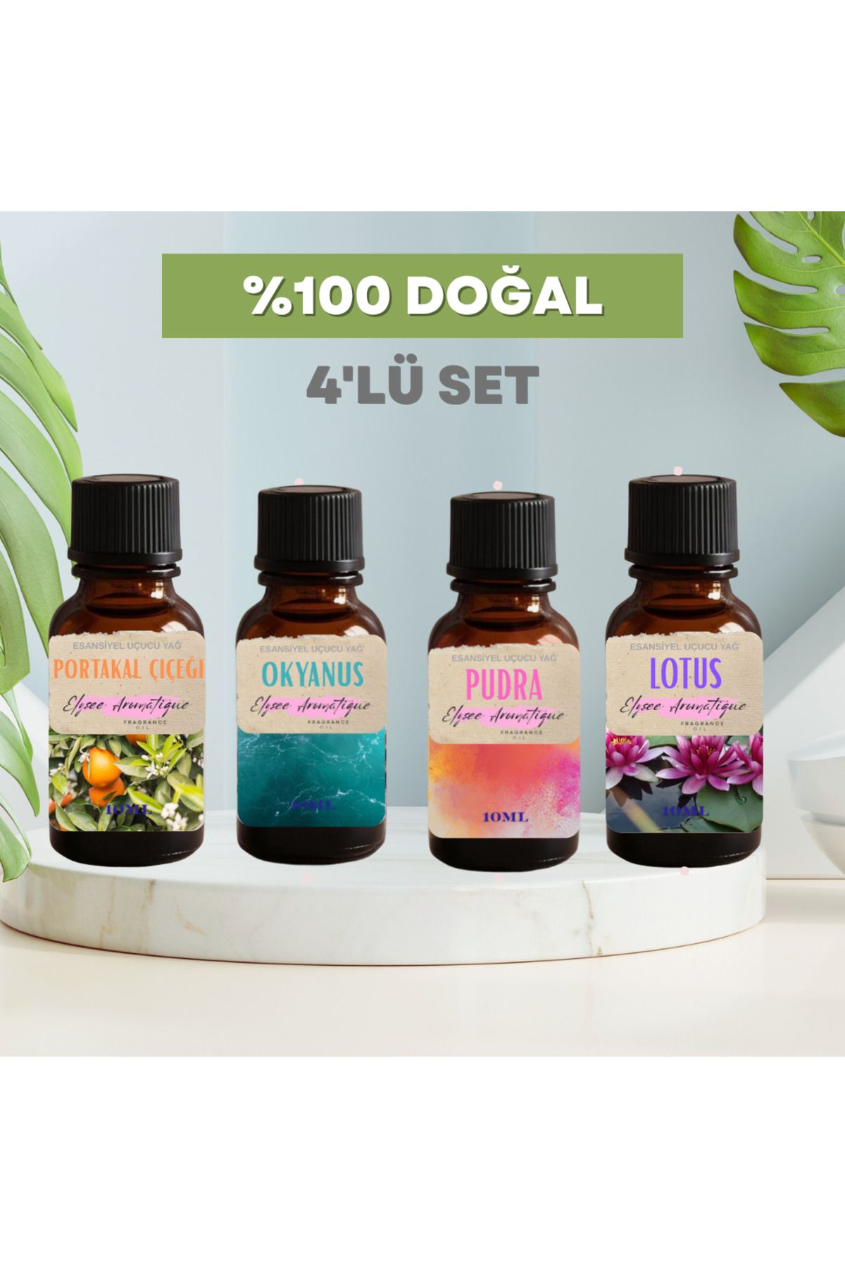 Elysee Aromatique 4'lü Set Esansiyel Uçucu Koku Yağı Difüzör Esansı Buhurdanlık Yağı Aromaterapi Yağı