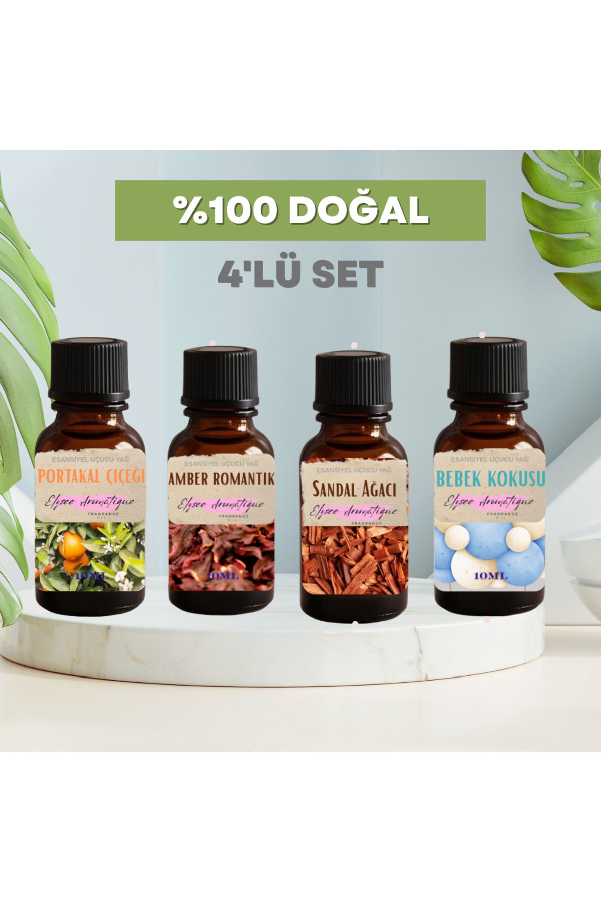 Elysee Aromatique 4'lü Set Esansiyel Uçucu Koku Yağı Difüzör Esansı Buhurdanlık Yağı Aromaterapi Yağı
