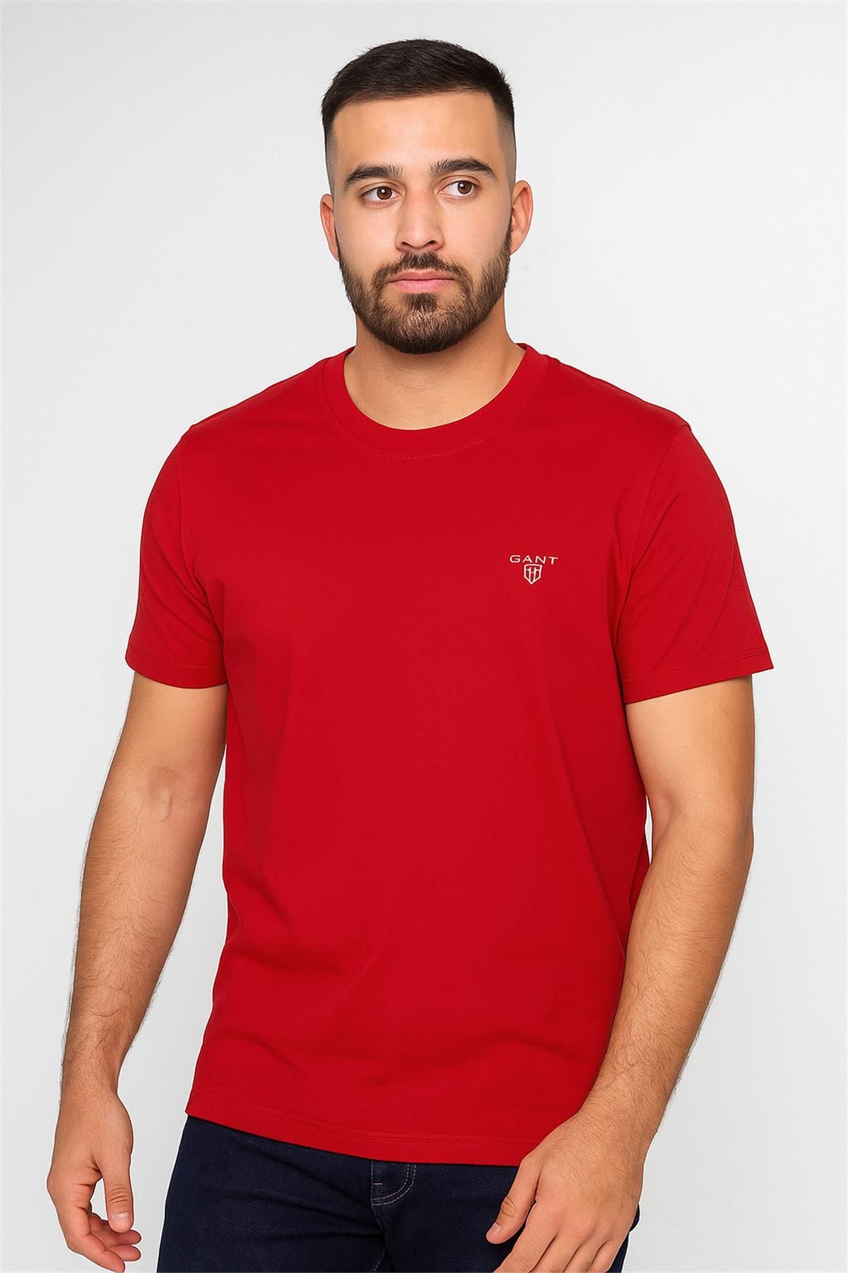 Trend07 TREND KAPINDA GANT BİSİKLET YAKA TSHİRT KIRMIZI