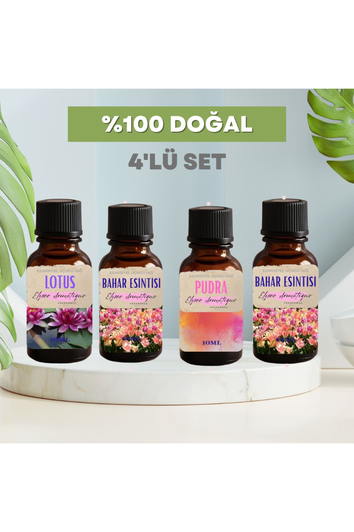 Elysee Aromatique 4'lü Set Esansiyel Uçucu Koku Yağı Difüzör Esansı Buhurdanlık Yağı Aromaterapi Yağı