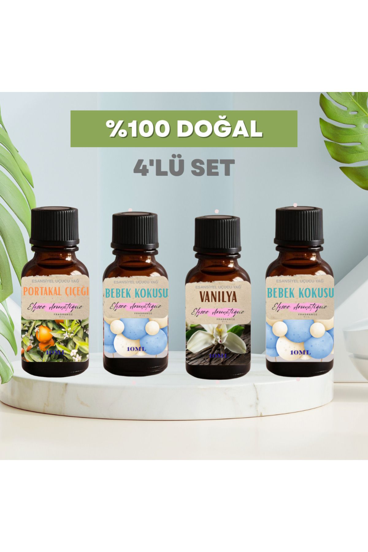 Elysee Aromatique 4'lü Set Esansiyel Uçucu Koku Yağı Difüzör Esansı Buhurdanlık Yağı Aromaterapi Yağı