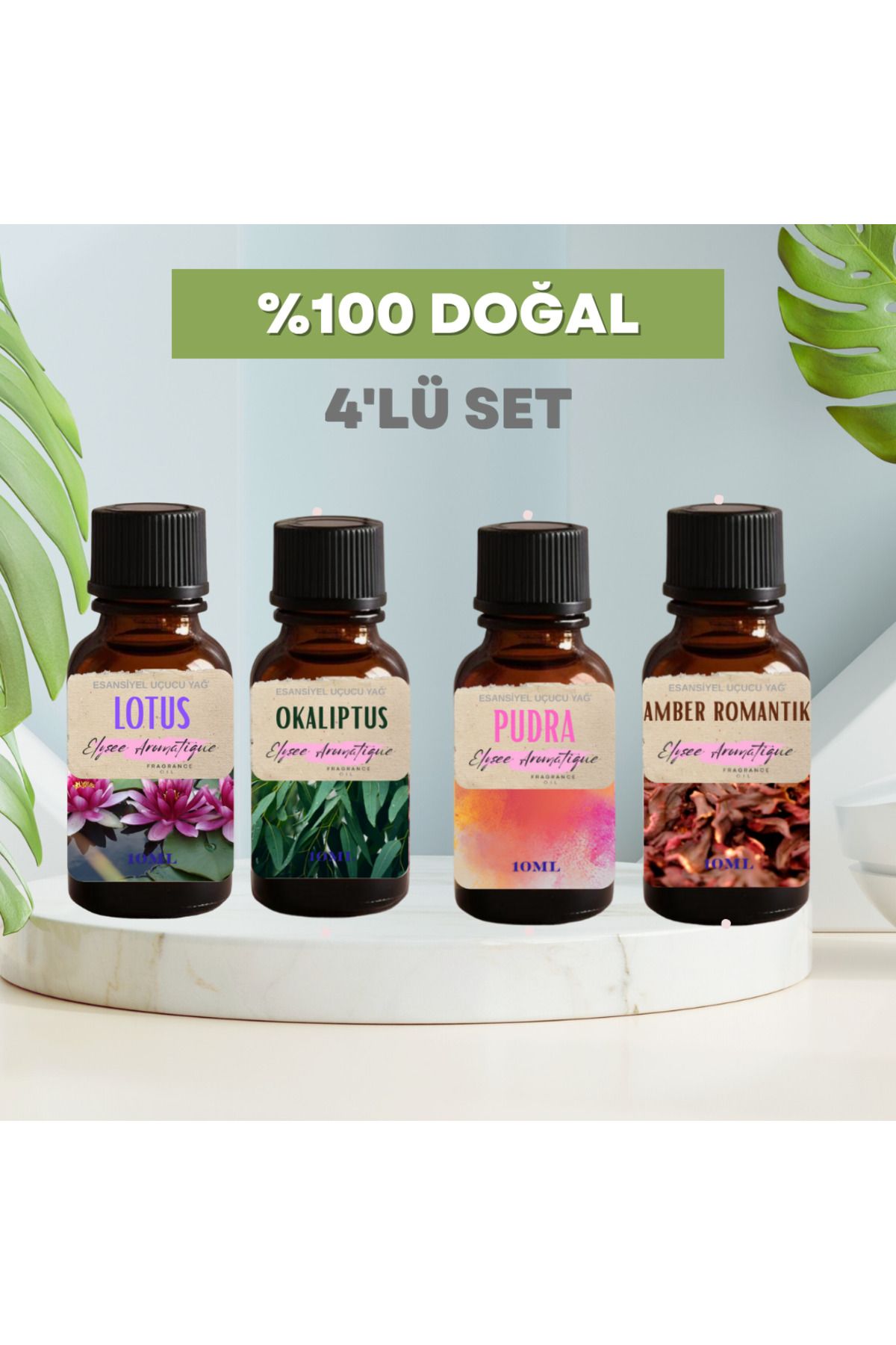 Elysee Aromatique 4'lü Set Esansiyel Uçucu Koku Yağı Difüzör Esansı Buhurdanlık Yağı Aromaterapi Yağı
