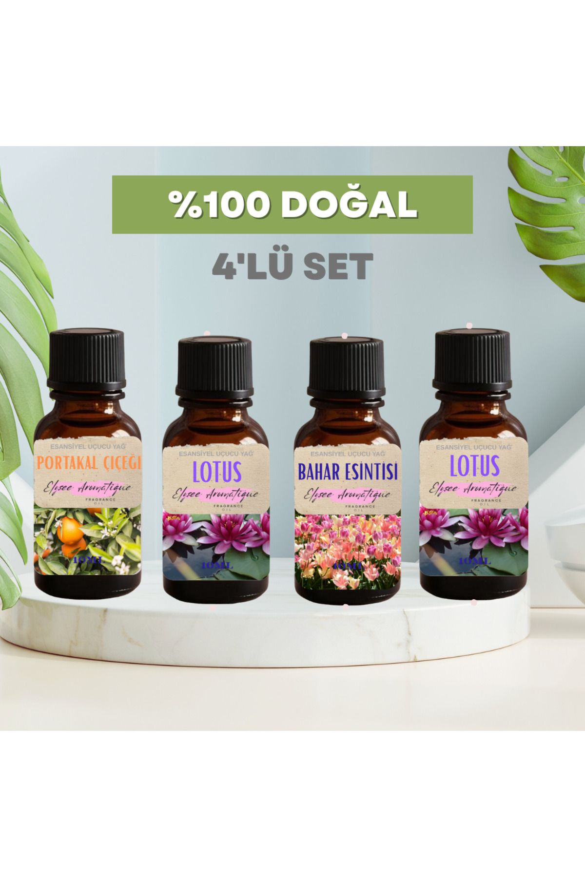 Elysee Aromatique 4'lü Set Esansiyel Uçucu Koku Yağı Difüzör Esansı Buhurdanlık Yağı Aromaterapi Yağı