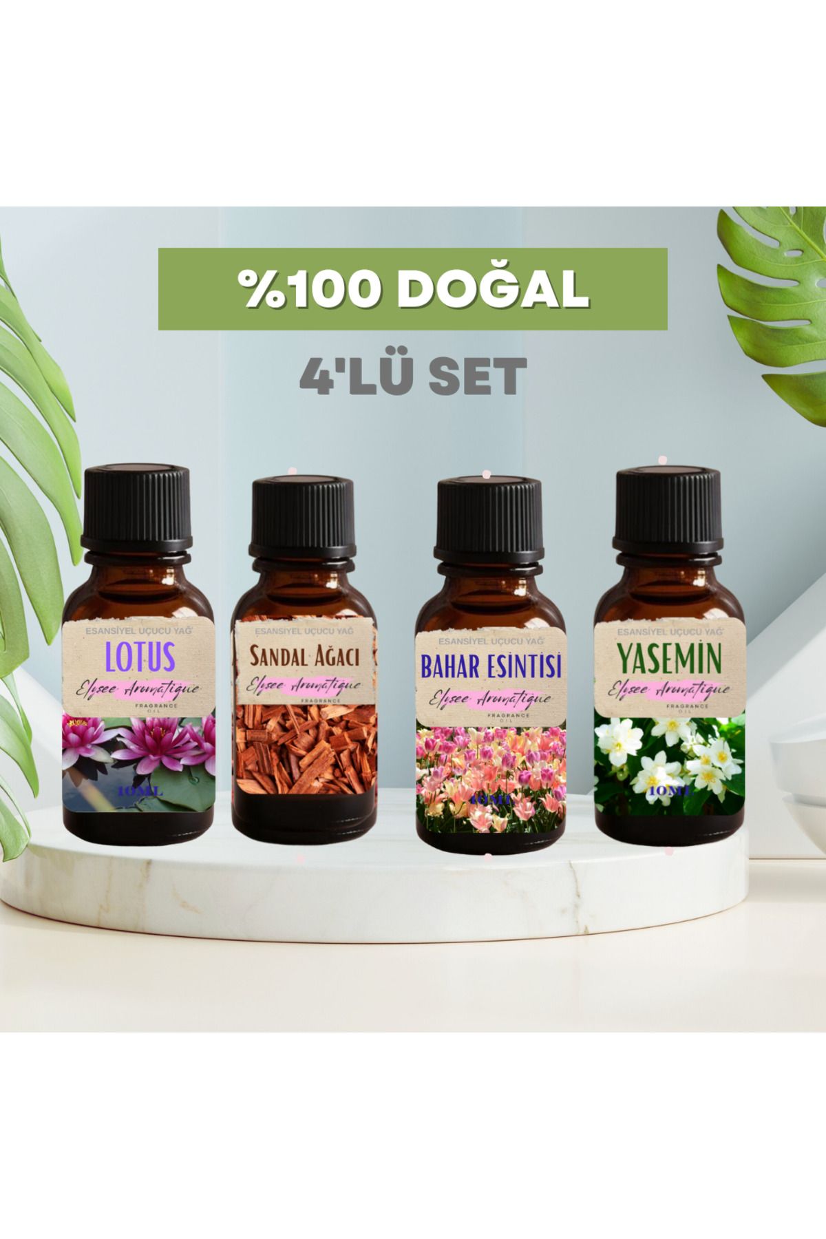 Elysee Aromatique 4'lü Set Esansiyel Uçucu Koku Yağı Difüzör Esansı Buhurdanlık Yağı Aromaterapi Yağı