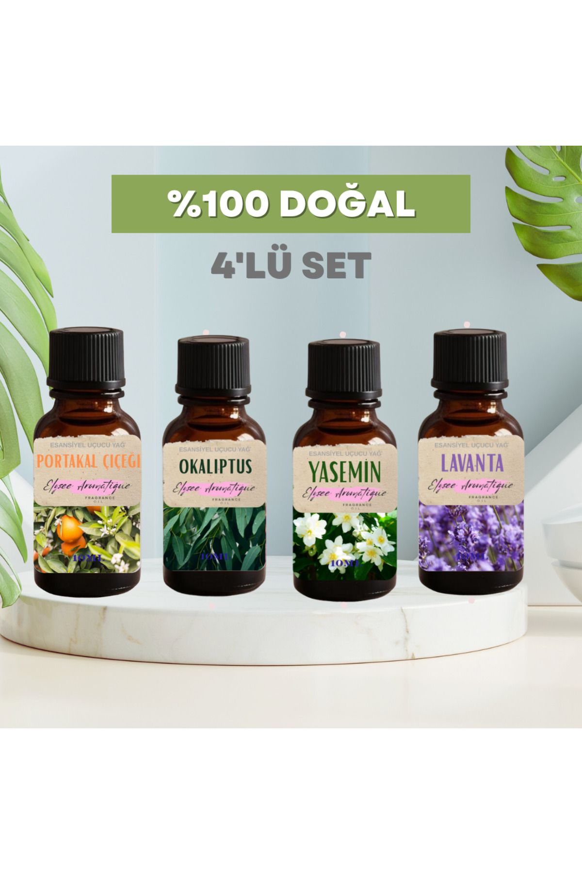 Elysee Aromatique 4'lü Set Esansiyel Uçucu Koku Yağı Difüzör Esansı Buhurdanlık Yağı Aromaterapi Yağı