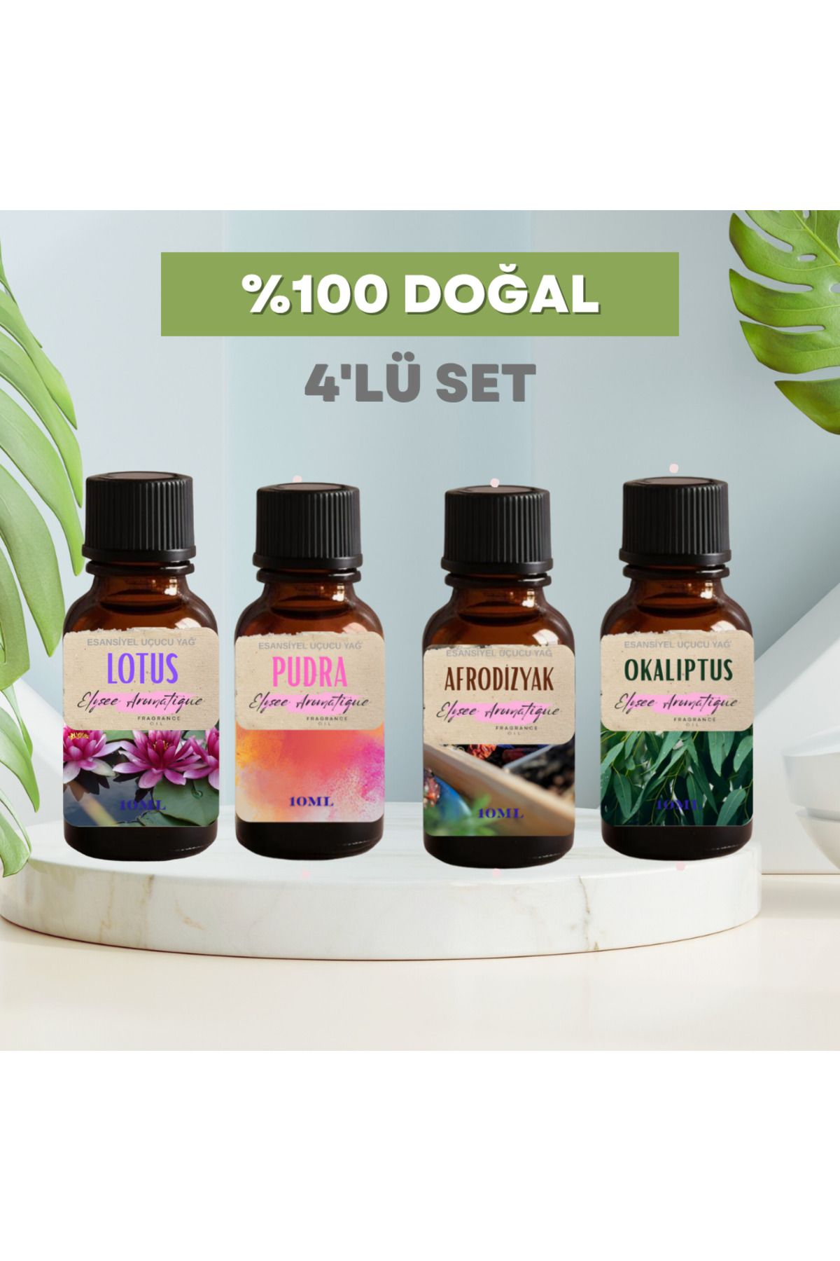 Elysee Aromatique 4'lü Set Esansiyel Uçucu Koku Yağı Difüzör Esansı Buhurdanlık Yağı Aromaterapi Yağı
