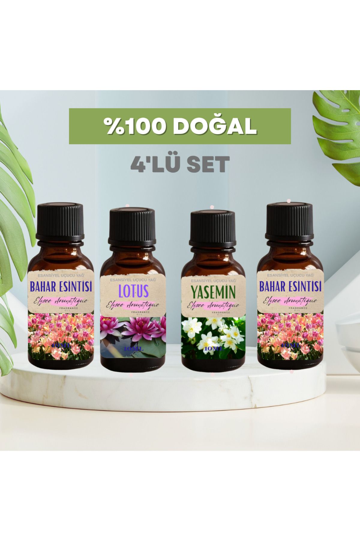 Elysee Aromatique 4'lü Set Esansiyel Uçucu Koku Yağı Difüzör Esansı Buhurdanlık Yağı Aromaterapi Yağı