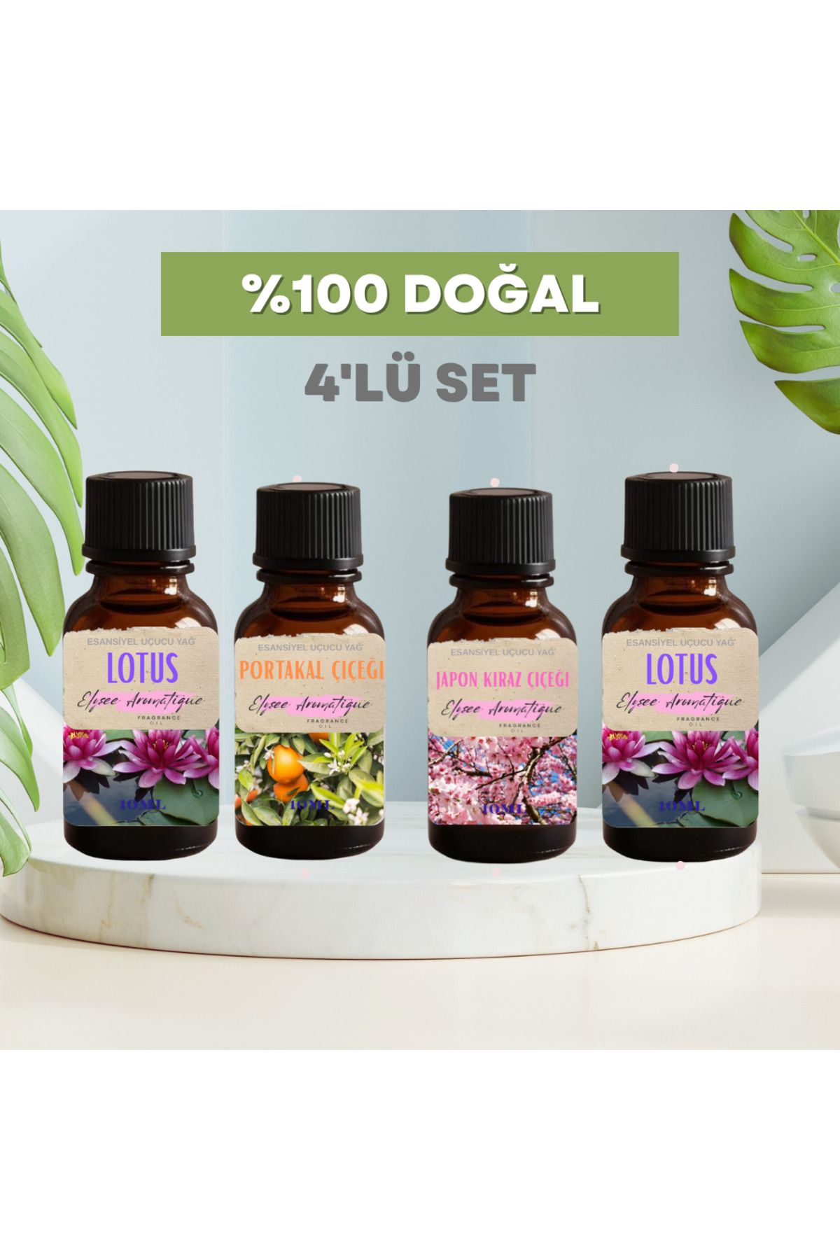 Elysee Aromatique 4'lü Set Esansiyel Uçucu Koku Yağı Difüzör Esansı Buhurdanlık Yağı Aromaterapi Yağı