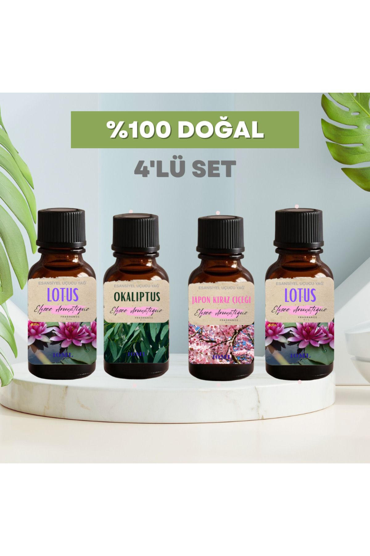 Elysee Aromatique 4'lü Set Esansiyel Uçucu Koku Yağı Difüzör Esansı Buhurdanlık Yağı Aromaterapi Yağı