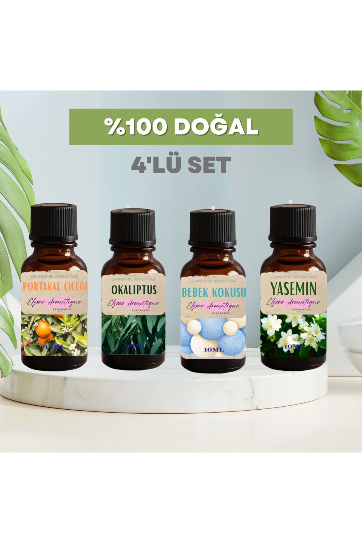 Elysee Aromatique 4'lü Set Esansiyel Uçucu Koku Yağı Difüzör Esansı Buhurdanlık Yağı Aromaterapi Yağı