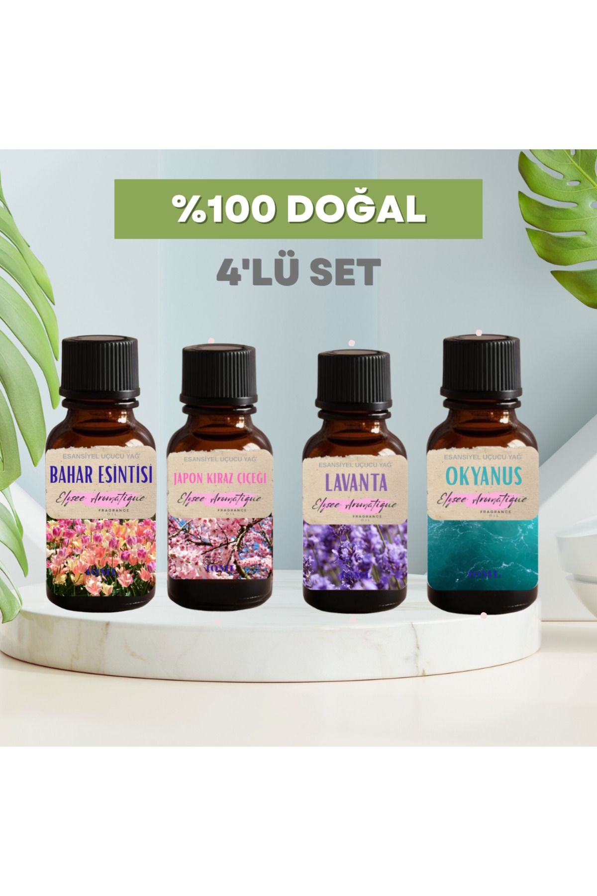 Elysee Aromatique 4'lü Set Esansiyel Uçucu Koku Yağı Difüzör Esansı Buhurdanlık Yağı Aromaterapi Yağı