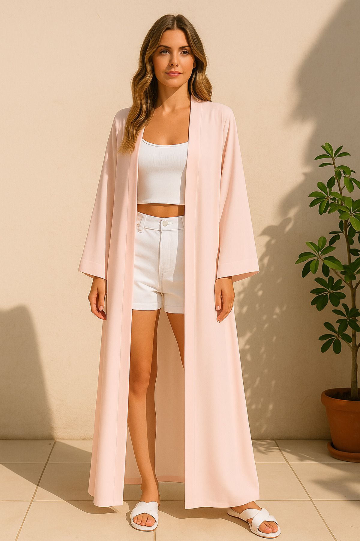Misue Handmade Medine İpeği Kimono, Hafif ve Dökümlü Uzun Pareo, Yazlık İnce Uzun Kimono, İnce Dökümlü Dokuma Hırka