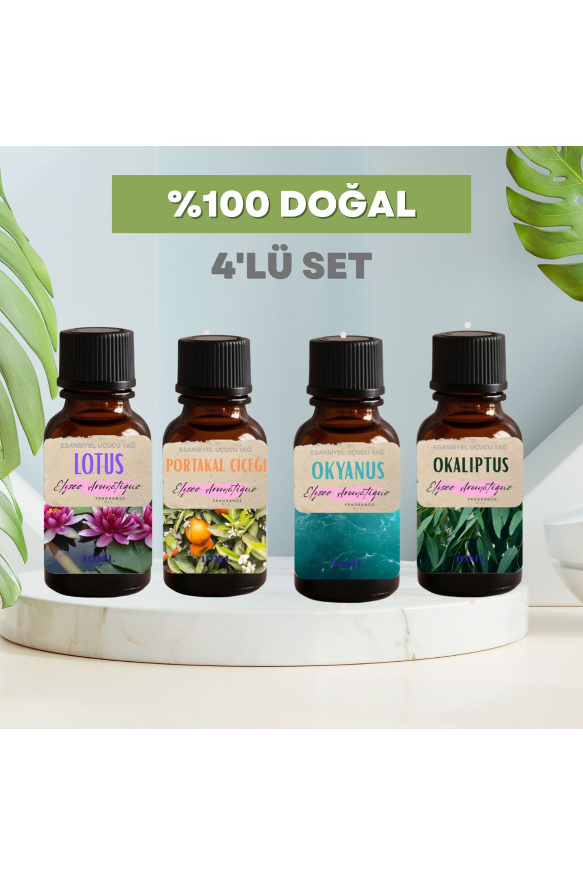 Elysee Aromatique 4'lü Set Esansiyel Uçucu Koku Yağı Difüzör Esansı Buhurdanlık Yağı Aromaterapi Yağı