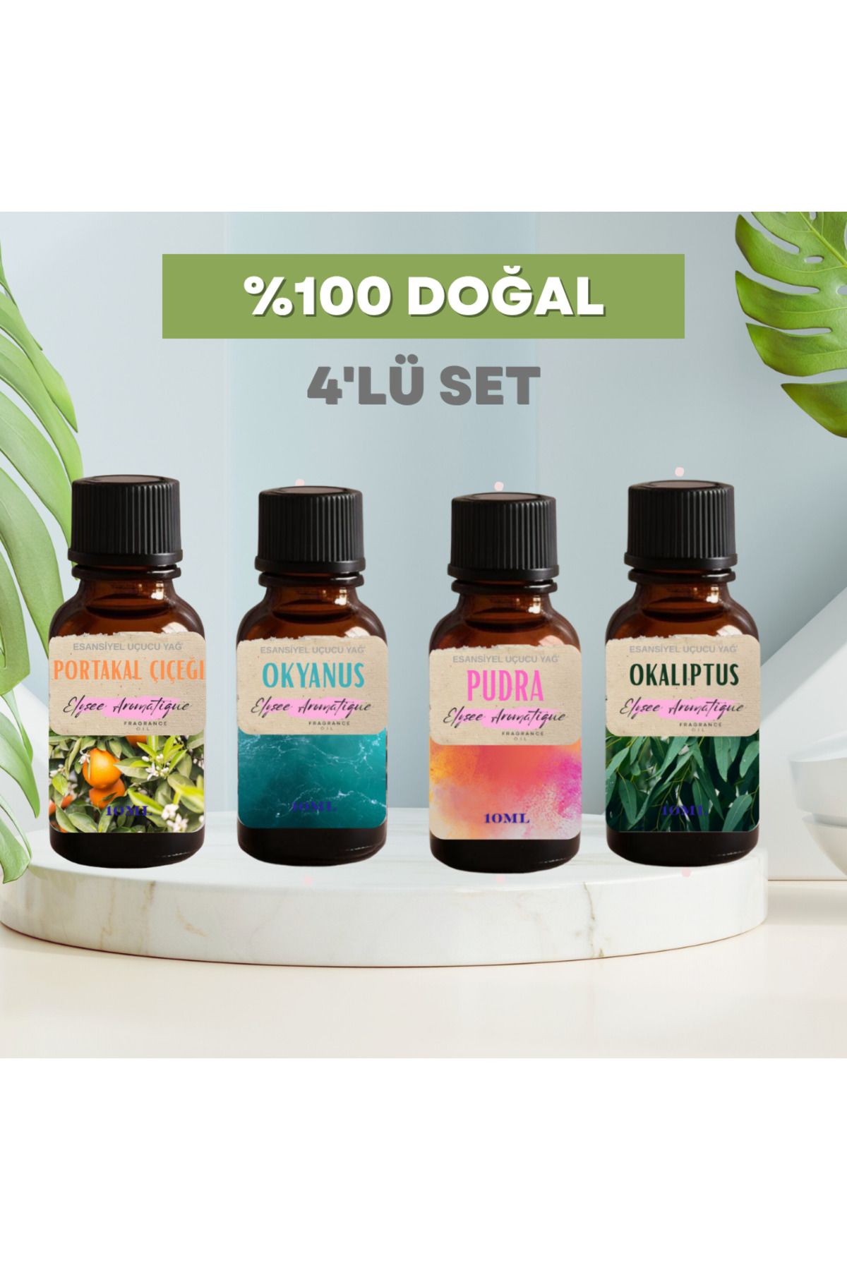 Elysee Aromatique 4'lü Set Esansiyel Uçucu Koku Yağı Difüzör Esansı Buhurdanlık Yağı Aromaterapi Yağı