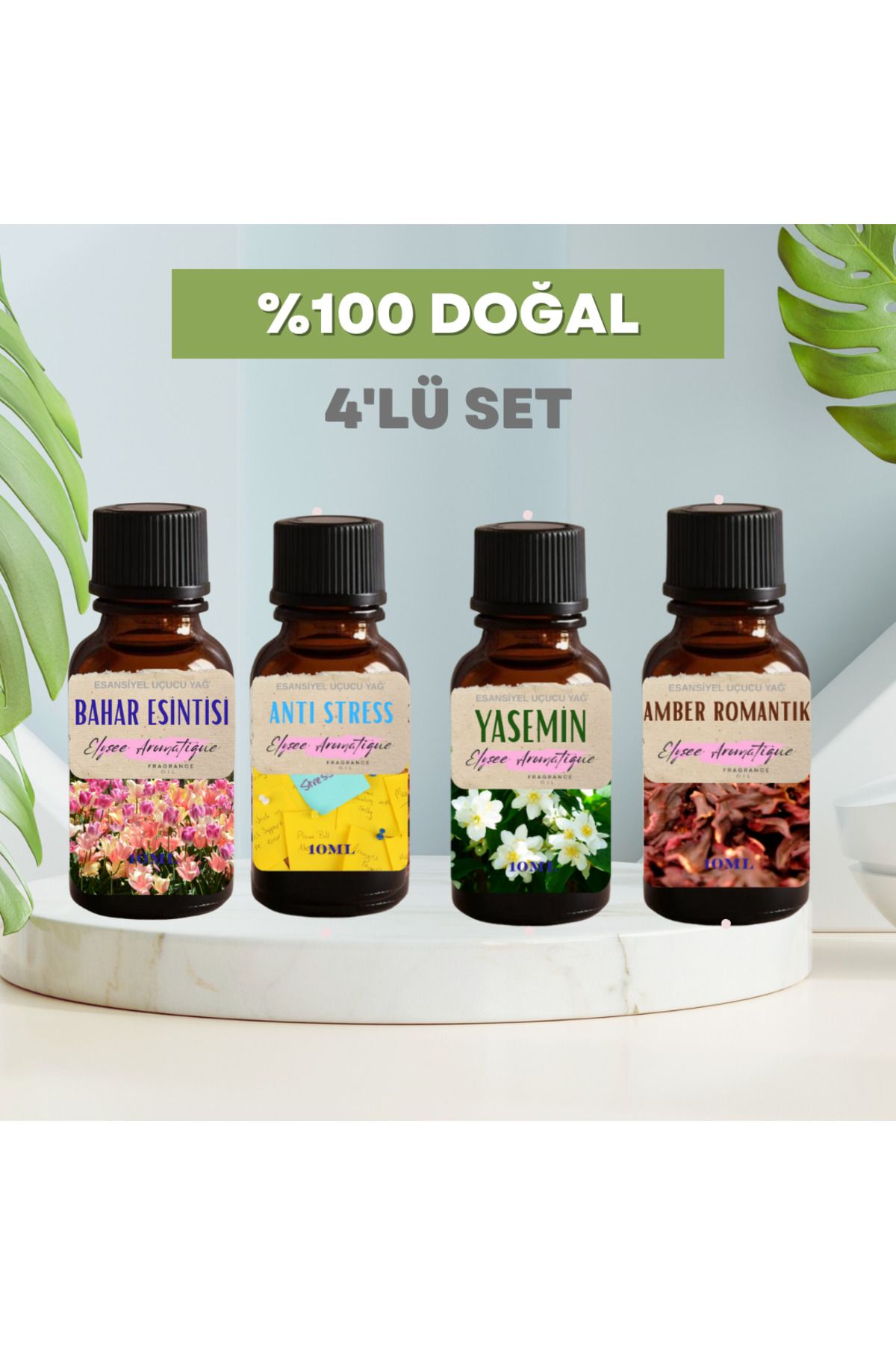 Elysee Aromatique 4'lü Set Esansiyel Uçucu Koku Yağı Difüzör Esansı Buhurdanlık Yağı Aromaterapi Yağı