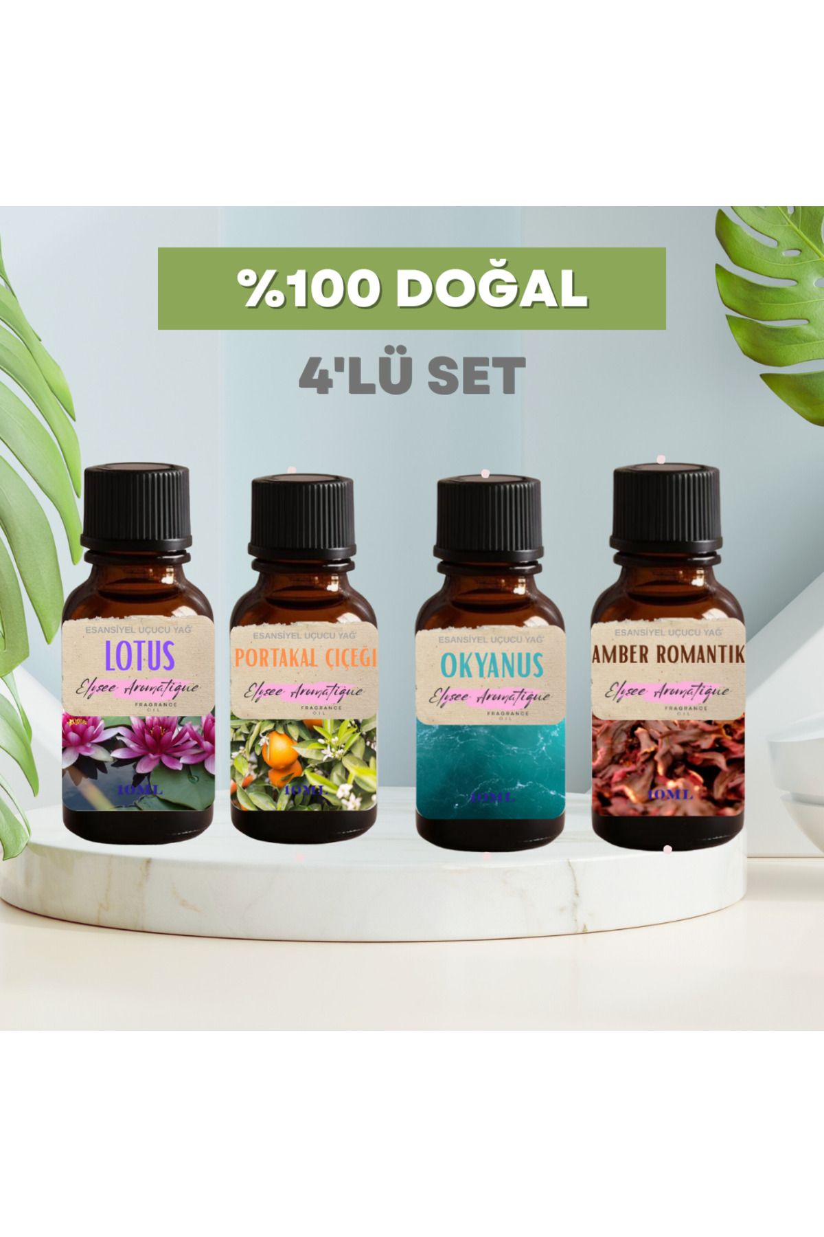 Elysee Aromatique 4'lü Set Esansiyel Uçucu Koku Yağı Difüzör Esansı Buhurdanlık Yağı Aromaterapi Yağı