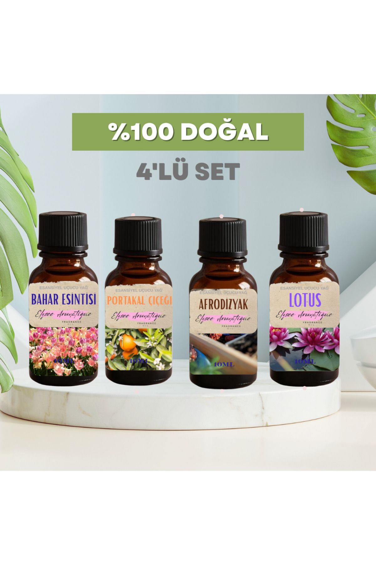 Elysee Aromatique 4'lü Set Esansiyel Uçucu Koku Yağı Difüzör Esansı Buhurdanlık Yağı Aromaterapi Yağı