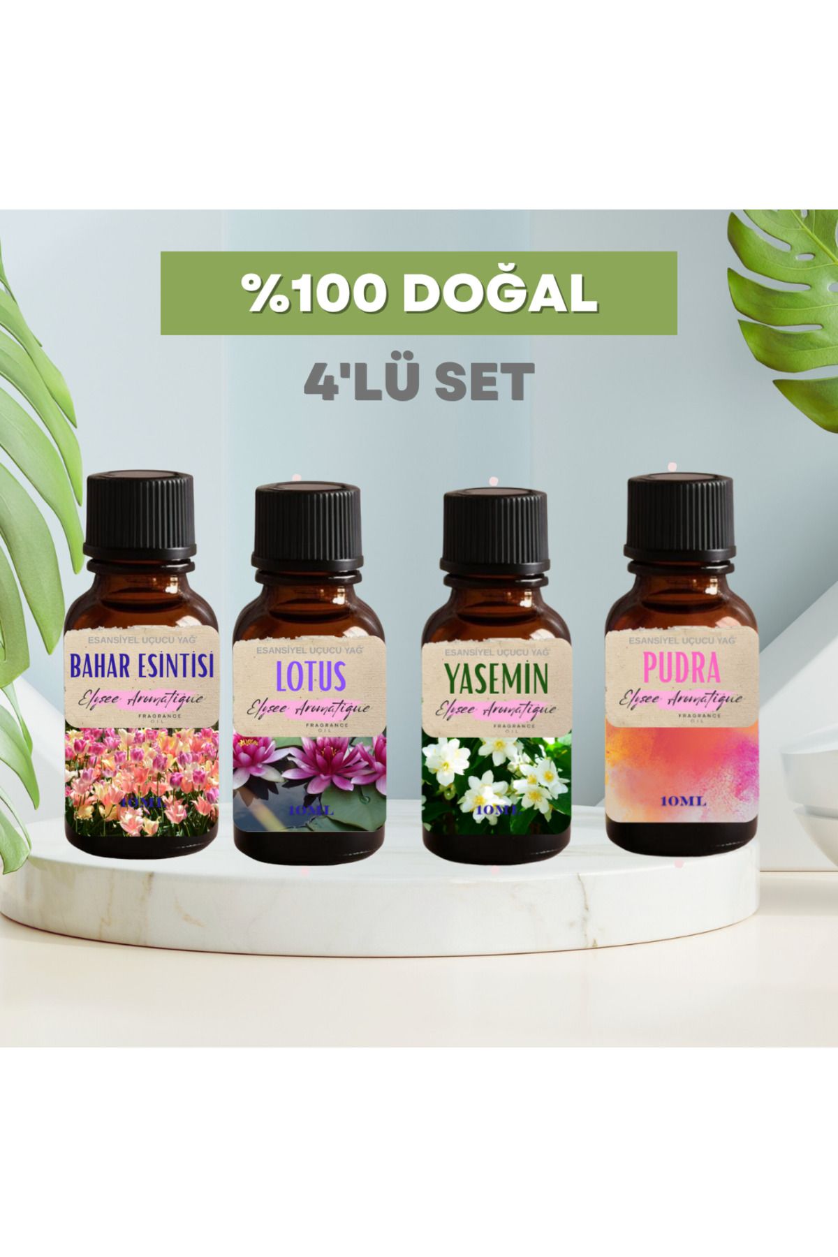 Elysee Aromatique 4'lü Set Esansiyel Uçucu Koku Yağı Difüzör Esansı Buhurdanlık Yağı Aromaterapi Yağı