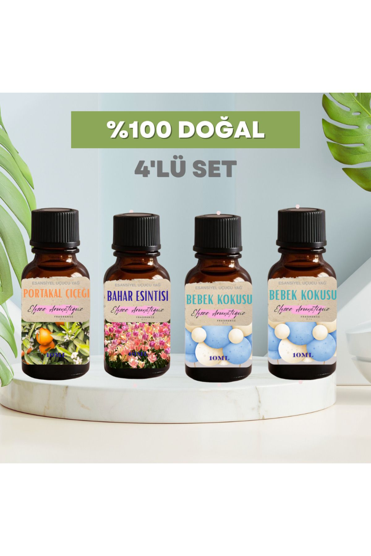 Elysee Aromatique 4'lü Set Esansiyel Uçucu Koku Yağı Difüzör Esansı Buhurdanlık Yağı Aromaterapi Yağı